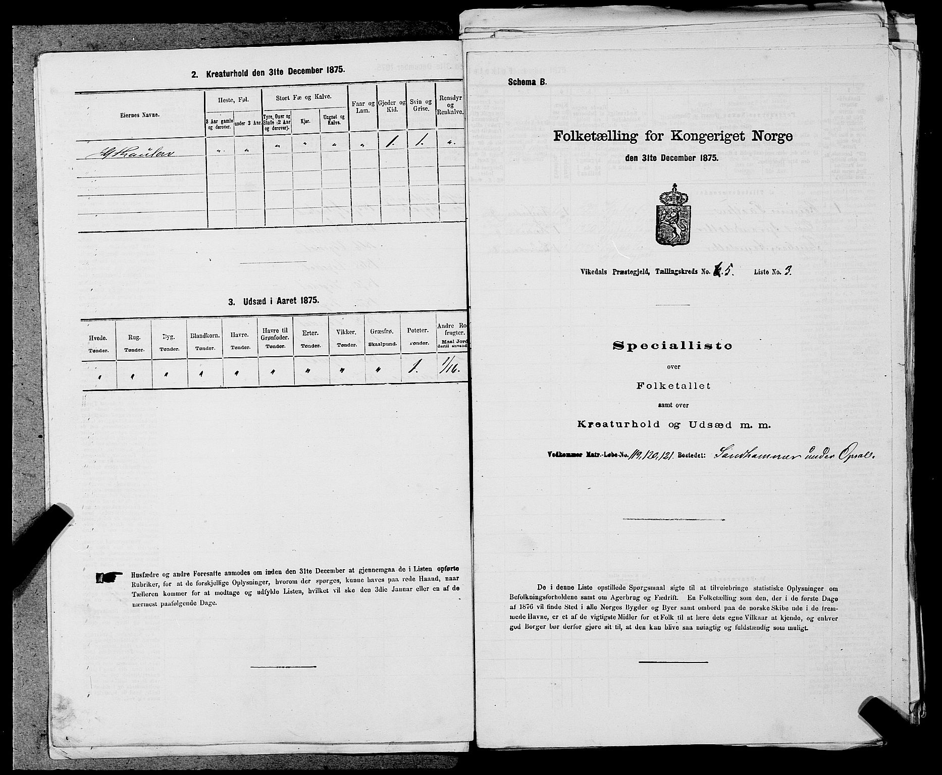 SAST, Folketelling 1875 for 1157P Vikedal prestegjeld, 1875, s. 539