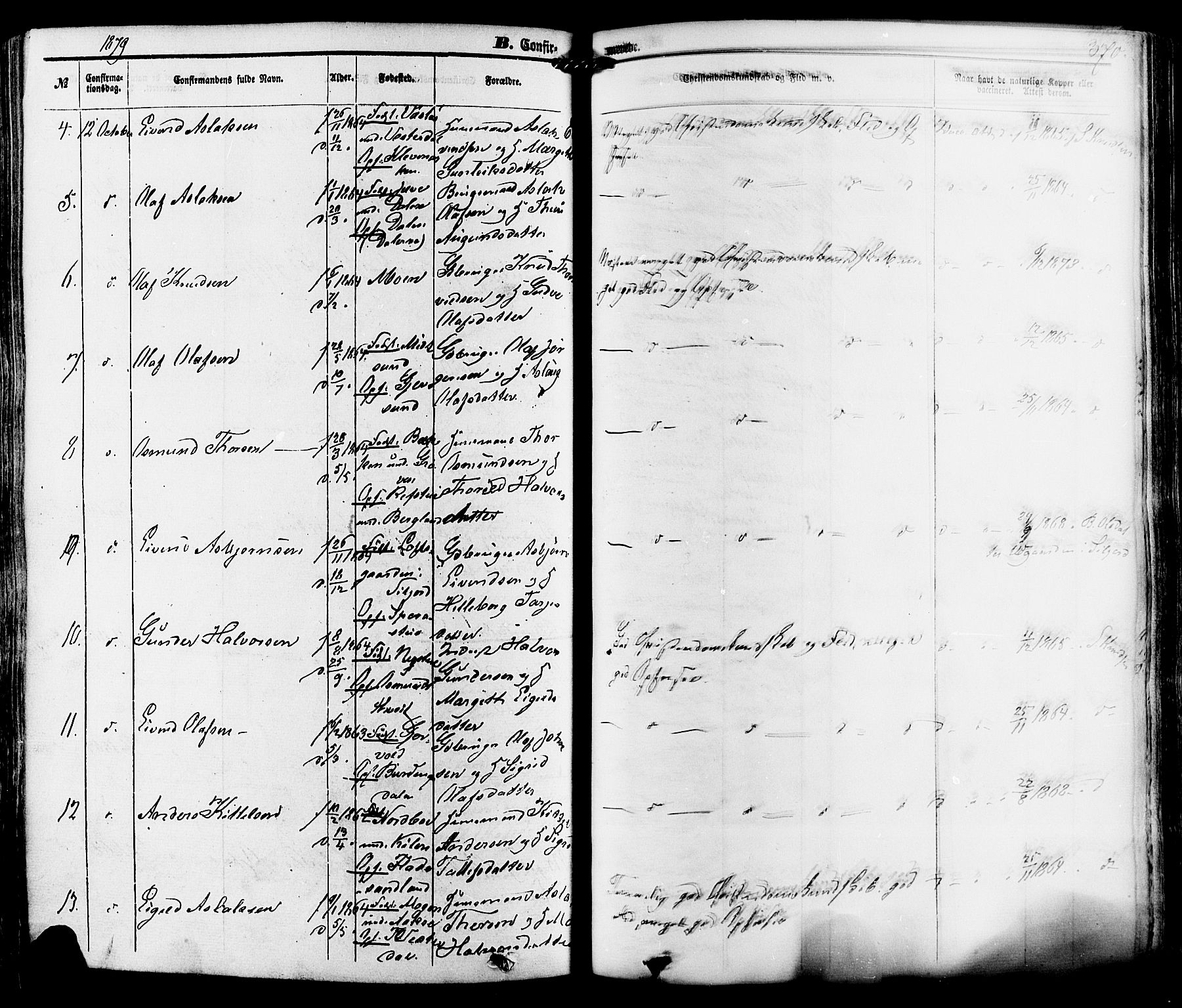 Kviteseid kirkebøker, AV/SAKO-A-276/F/Fa/L0007: Ministerialbok nr. I 7, 1859-1881, s. 370