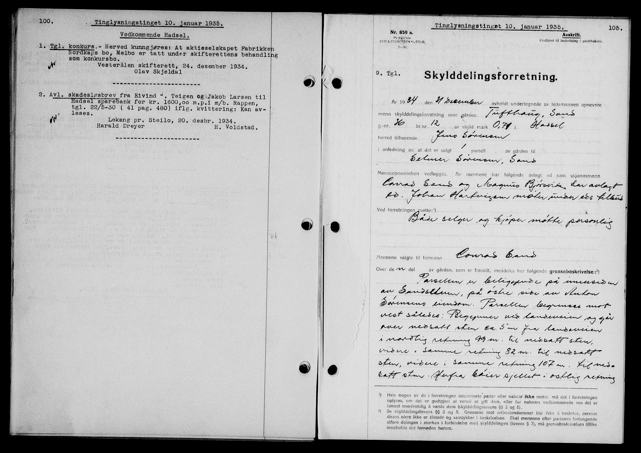Vesterålen sorenskriveri, SAT/A-4180/1/2/2Ca/L0061: Pantebok nr. 54, 1934-1935, Tingl.dato: 10.01.1935