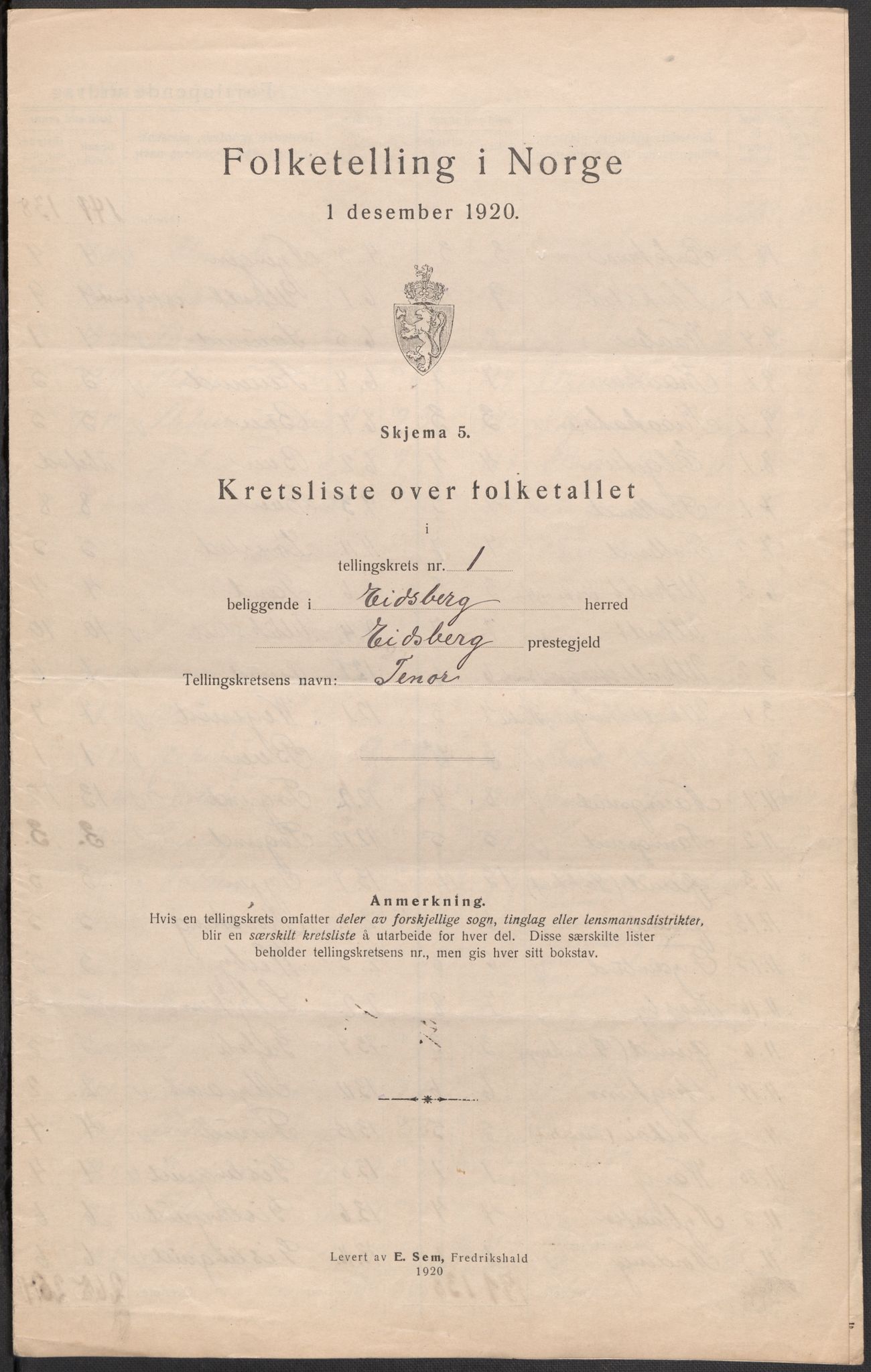 SAO, Folketelling 1920 for 0125 Eidsberg herred, 1920, s. 5