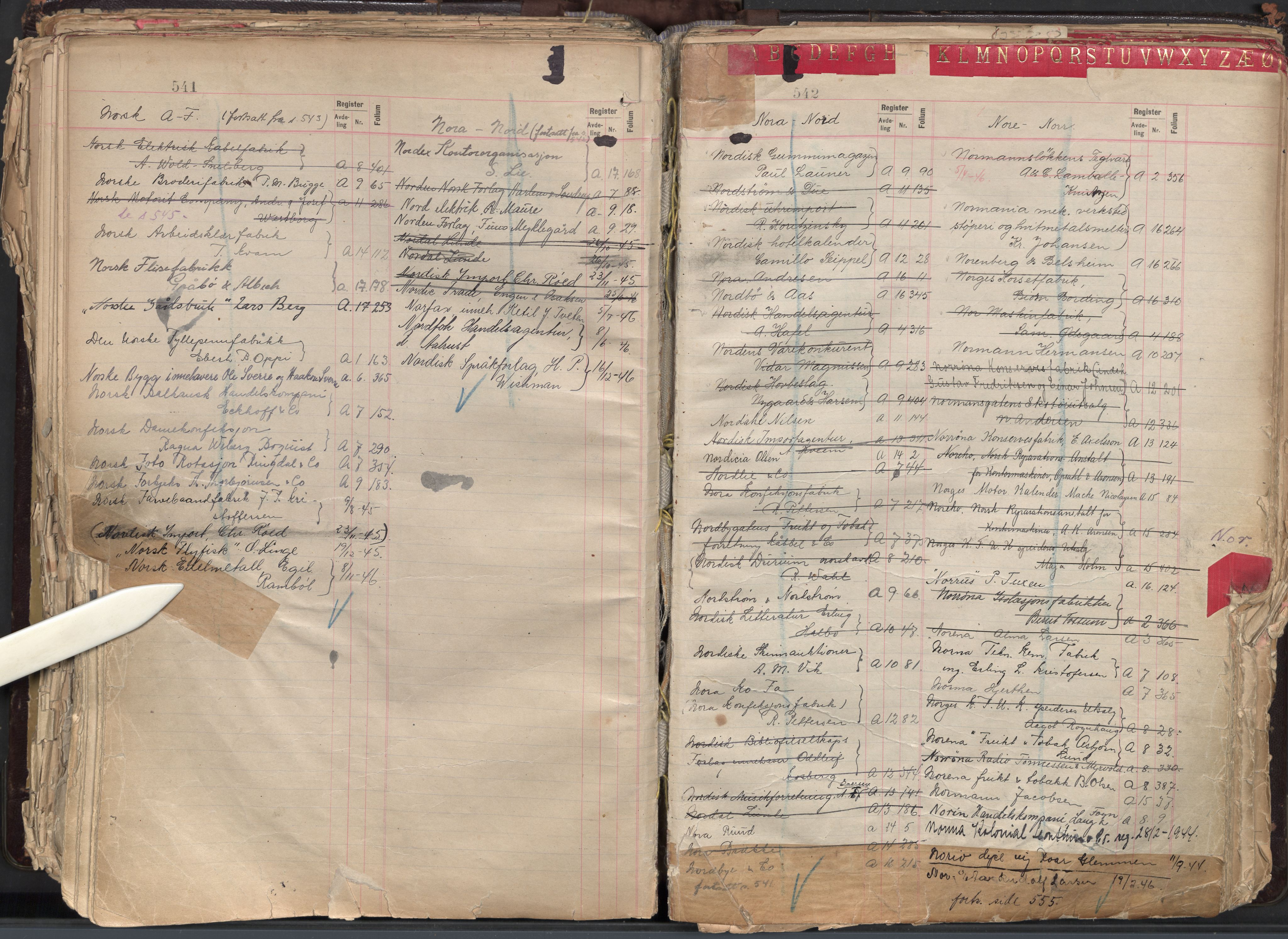 Oslo byfogd avd. II, AV/SAO-A-10942/G/Ga/Gaa/L0004: Firmaregister: A 1-17, ansvarlige firmaer, s. 541-542