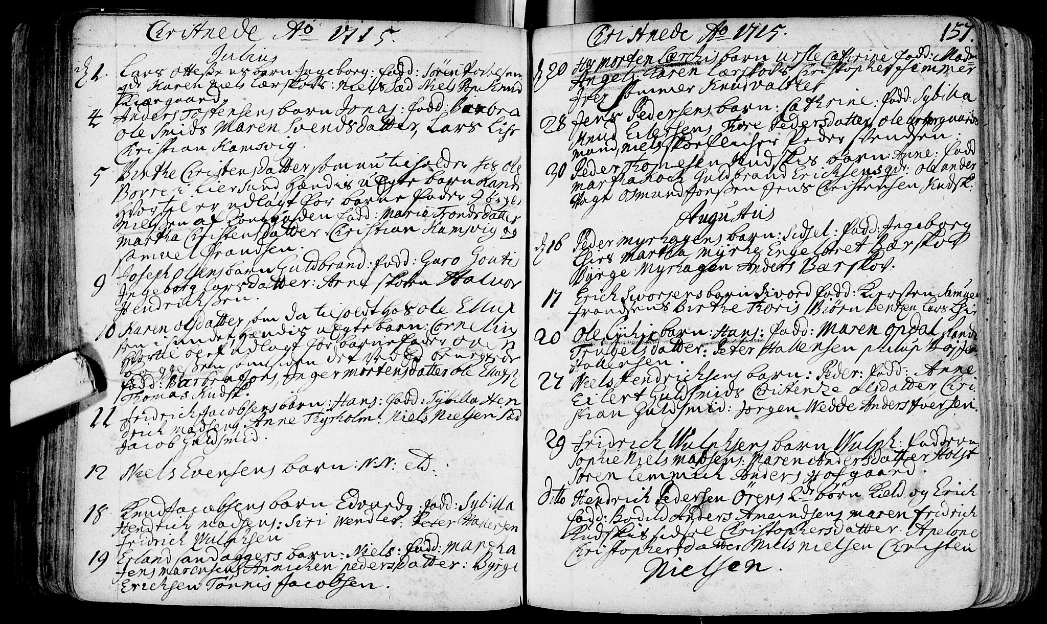 Bragernes kirkebøker, SAKO/A-6/F/Fa/L0003: Ministerialbok nr. I 3, 1706-1734, s. 157