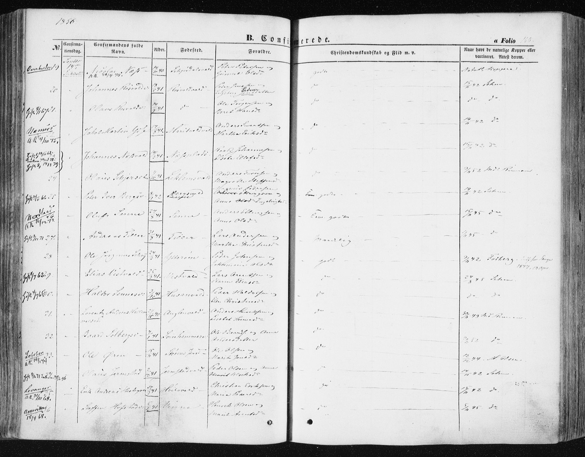 Ministerialprotokoller, klokkerbøker og fødselsregistre - Nord-Trøndelag, AV/SAT-A-1458/723/L0240: Ministerialbok nr. 723A09, 1852-1860, s. 166