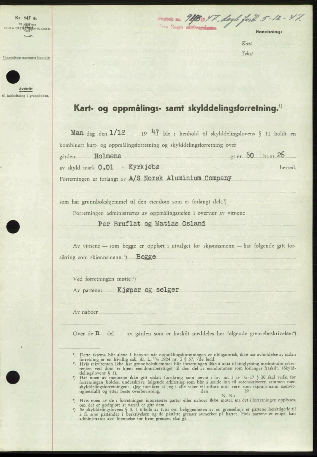 Ytre Sogn tingrett, SAB/A-2601/1/G/Gbb/L0005: Pantebok nr. A3 - A4 (B2), 1947-1948, Dagboknr: 948/1947