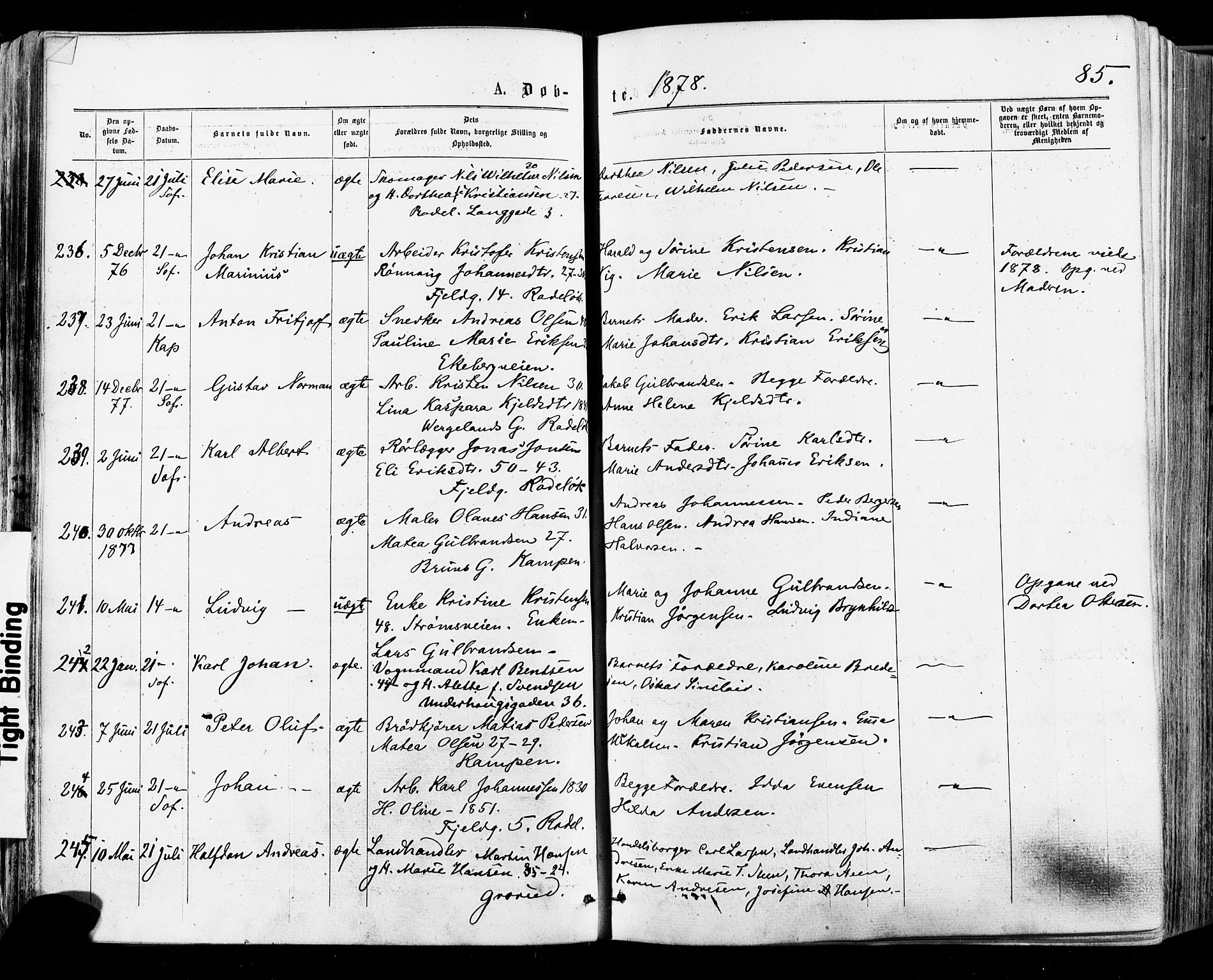 Østre Aker prestekontor Kirkebøker, AV/SAO-A-10840/F/Fa/L0004: Ministerialbok nr. I 4, 1876-1889, s. 85