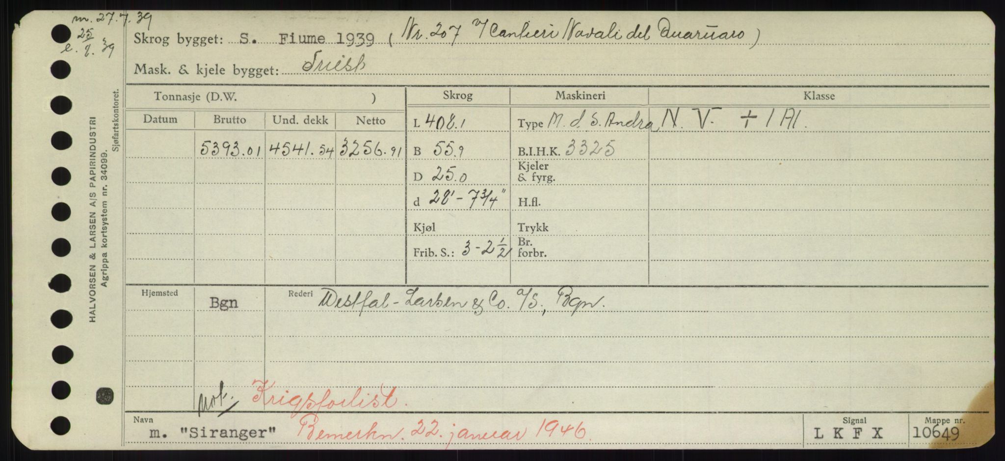 Sjøfartsdirektoratet med forløpere, Skipsmålingen, RA/S-1627/H/Hd/L0033: Fartøy, Sevi-Sjø, s. 245