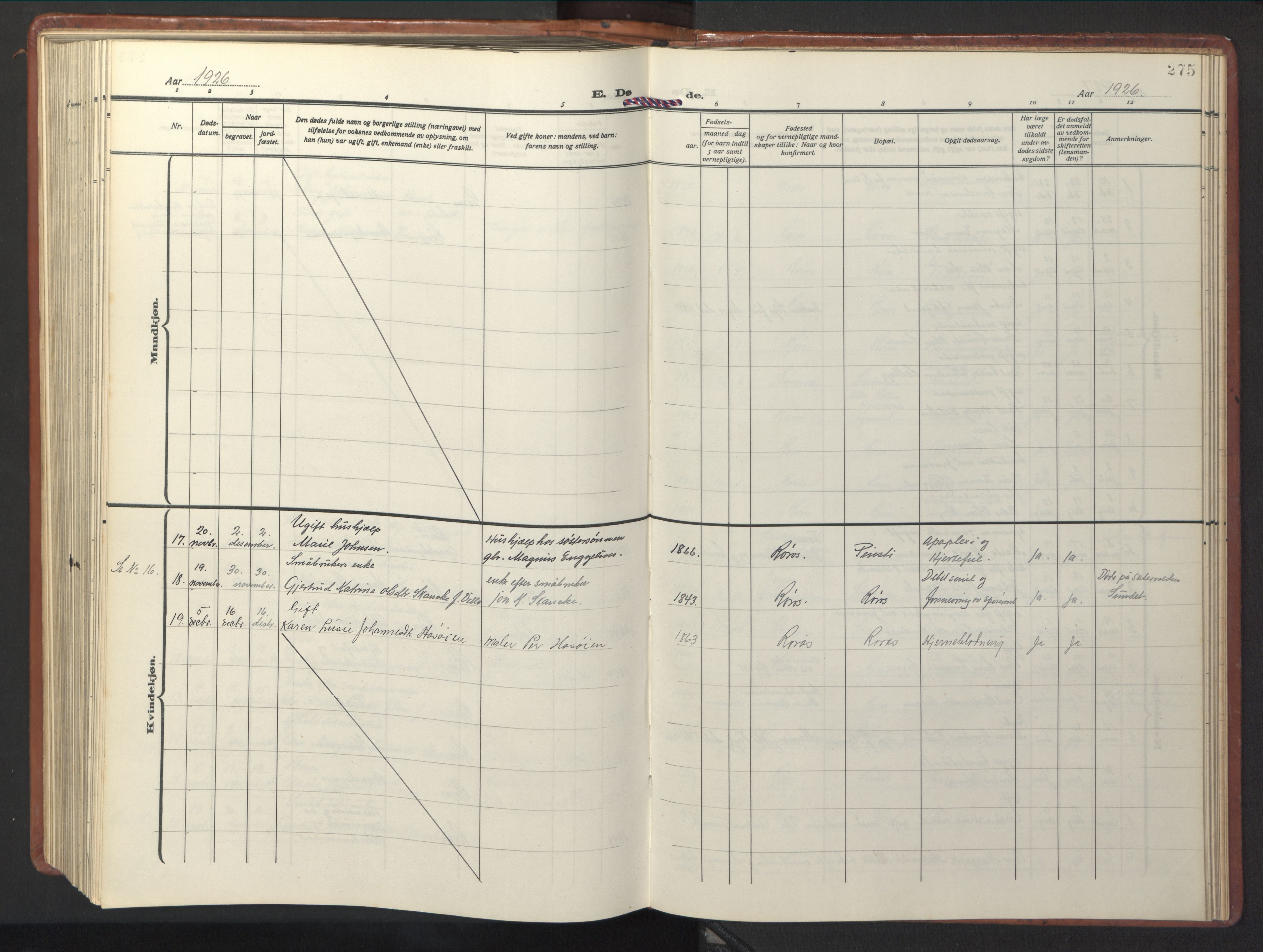 Ministerialprotokoller, klokkerbøker og fødselsregistre - Sør-Trøndelag, AV/SAT-A-1456/681/L0943: Klokkerbok nr. 681C07, 1926-1954, s. 275