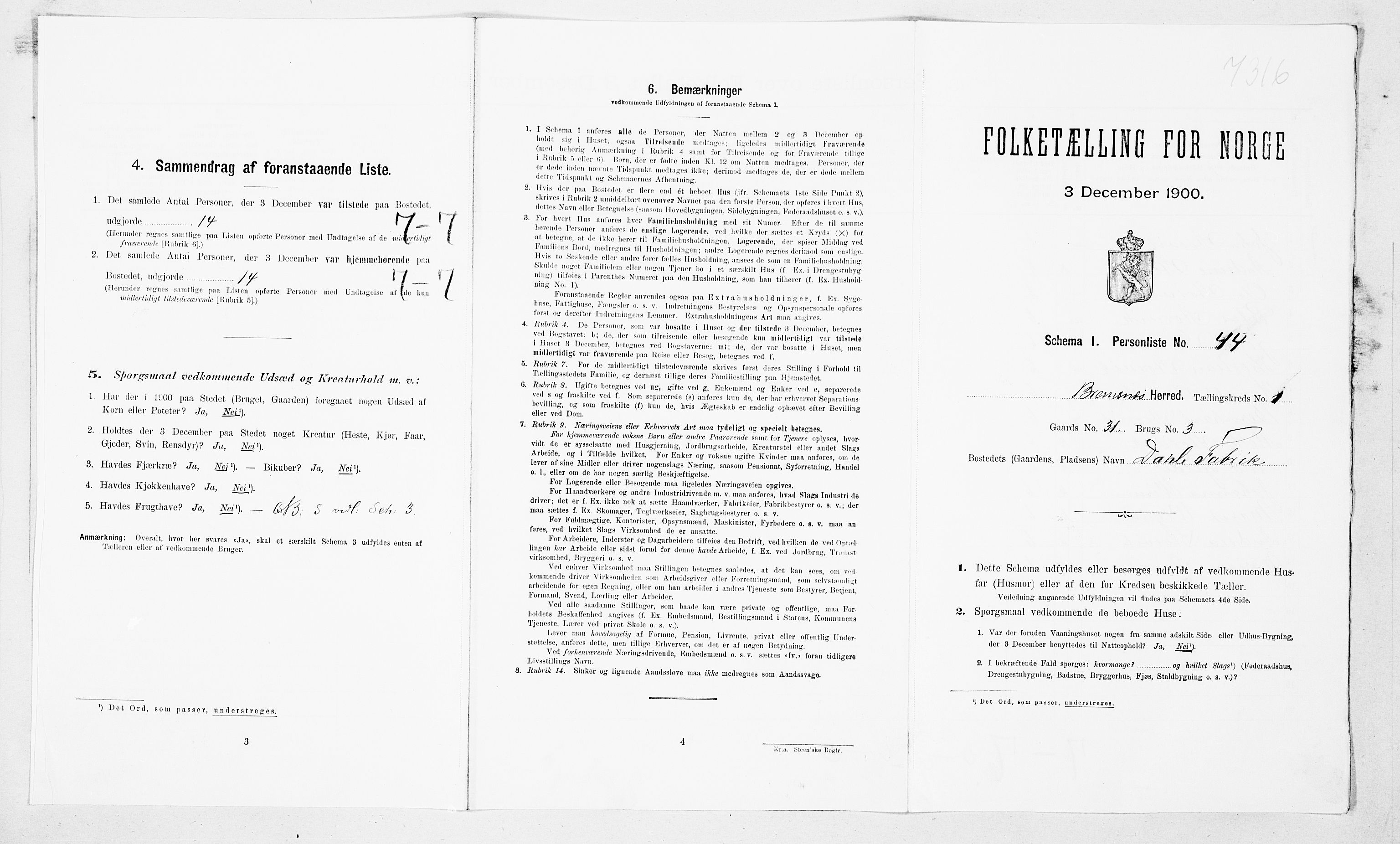 SAT, Folketelling 1900 for 1554 Bremsnes herred, 1900, s. 154