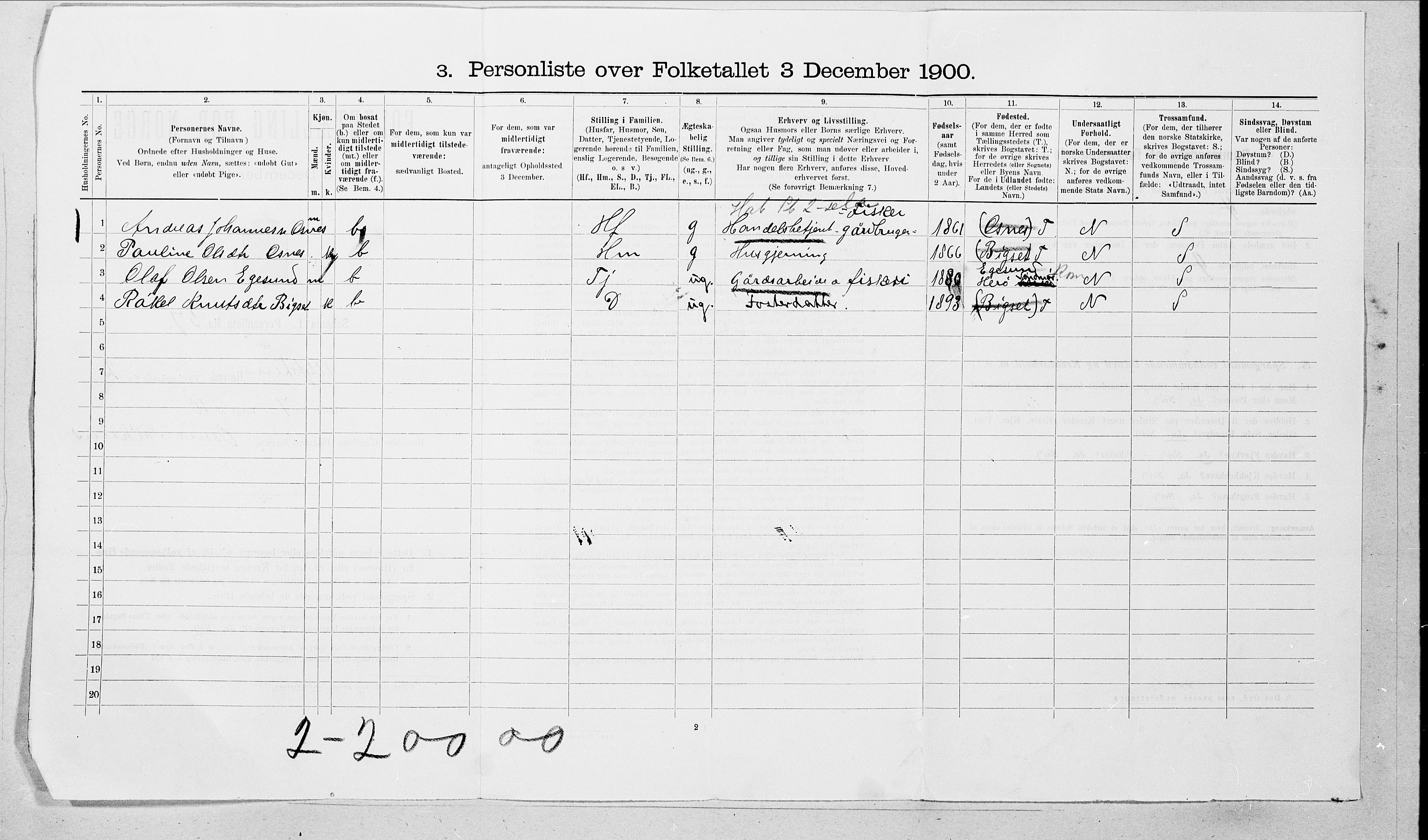 SAT, Folketelling 1900 for 1516 Ulstein herred, 1900, s. 33