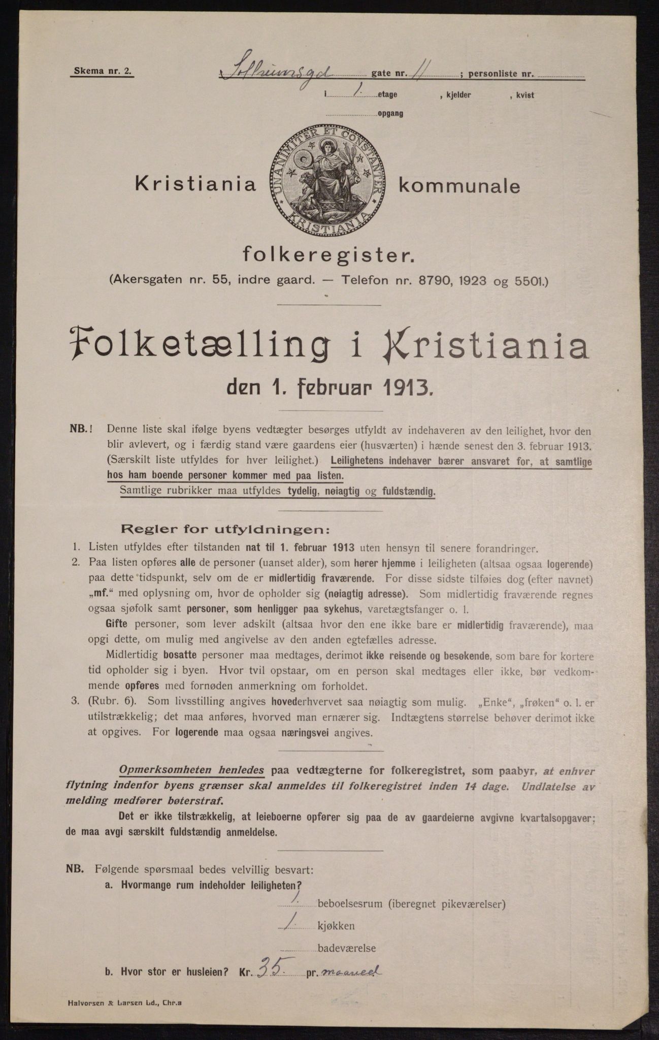 OBA, Kommunal folketelling 1.2.1913 for Kristiania, 1913, s. 99645