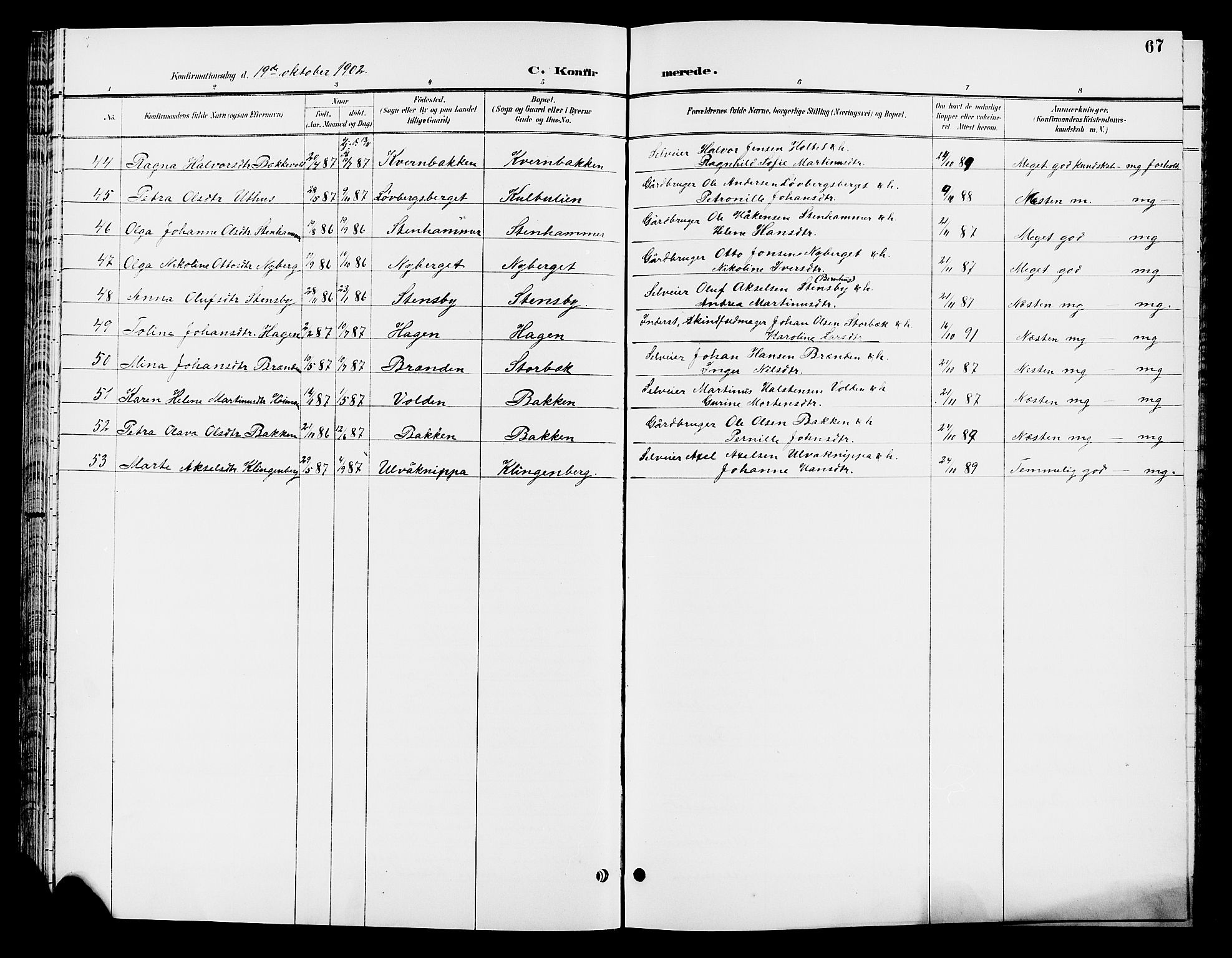 Elverum prestekontor, AV/SAH-PREST-044/H/Ha/Hab/L0007: Klokkerbok nr. 7, 1896-1914, s. 67