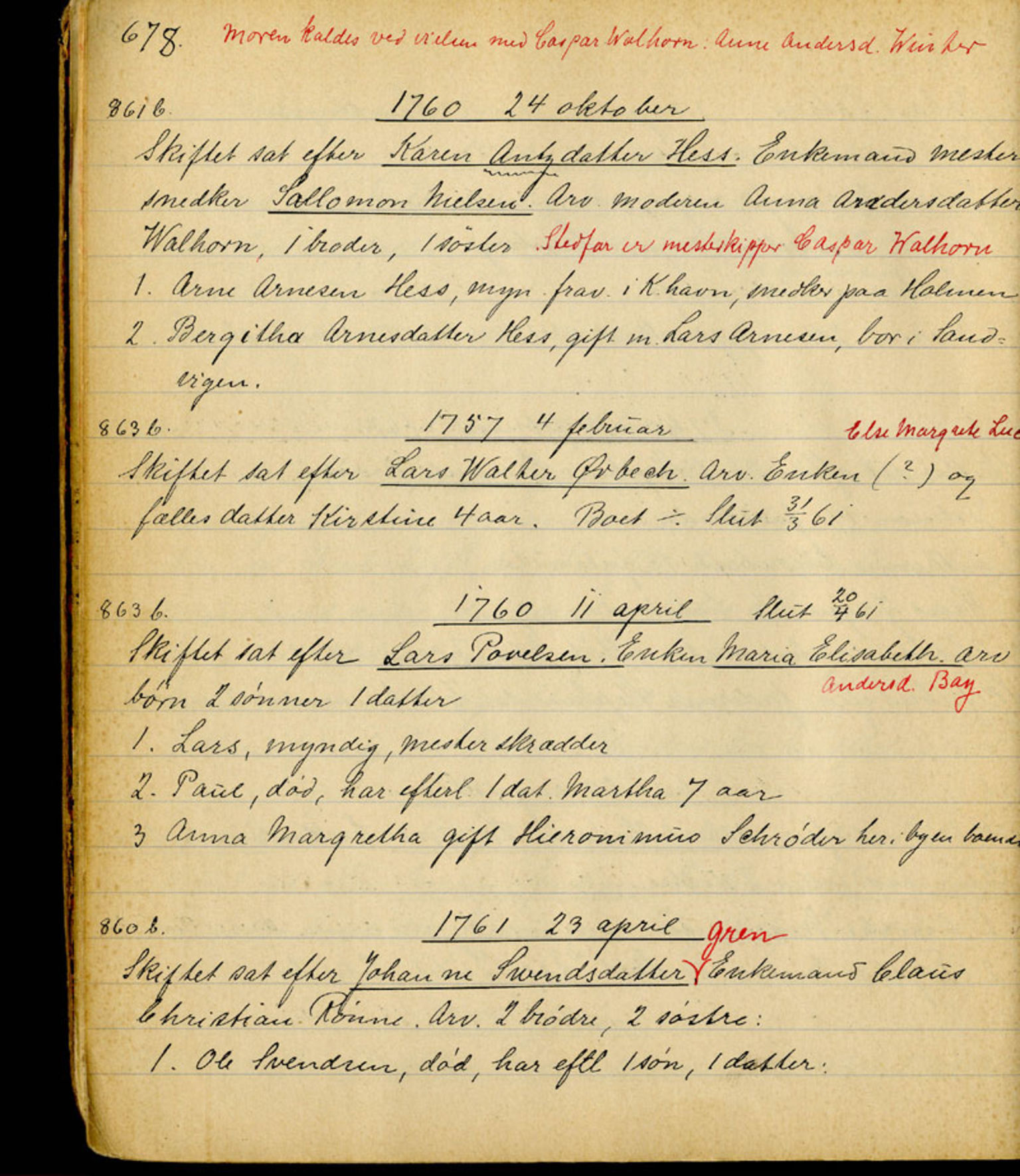 Sollied, Olaf og Thora - samlinger, AV/SAB-SAB/DA-0401/01/L0010/0003: Skifte: Utdrag av skifteprotokoller / 94 Skifteprotokoller: utdrag, 1675-1785, s. 678
