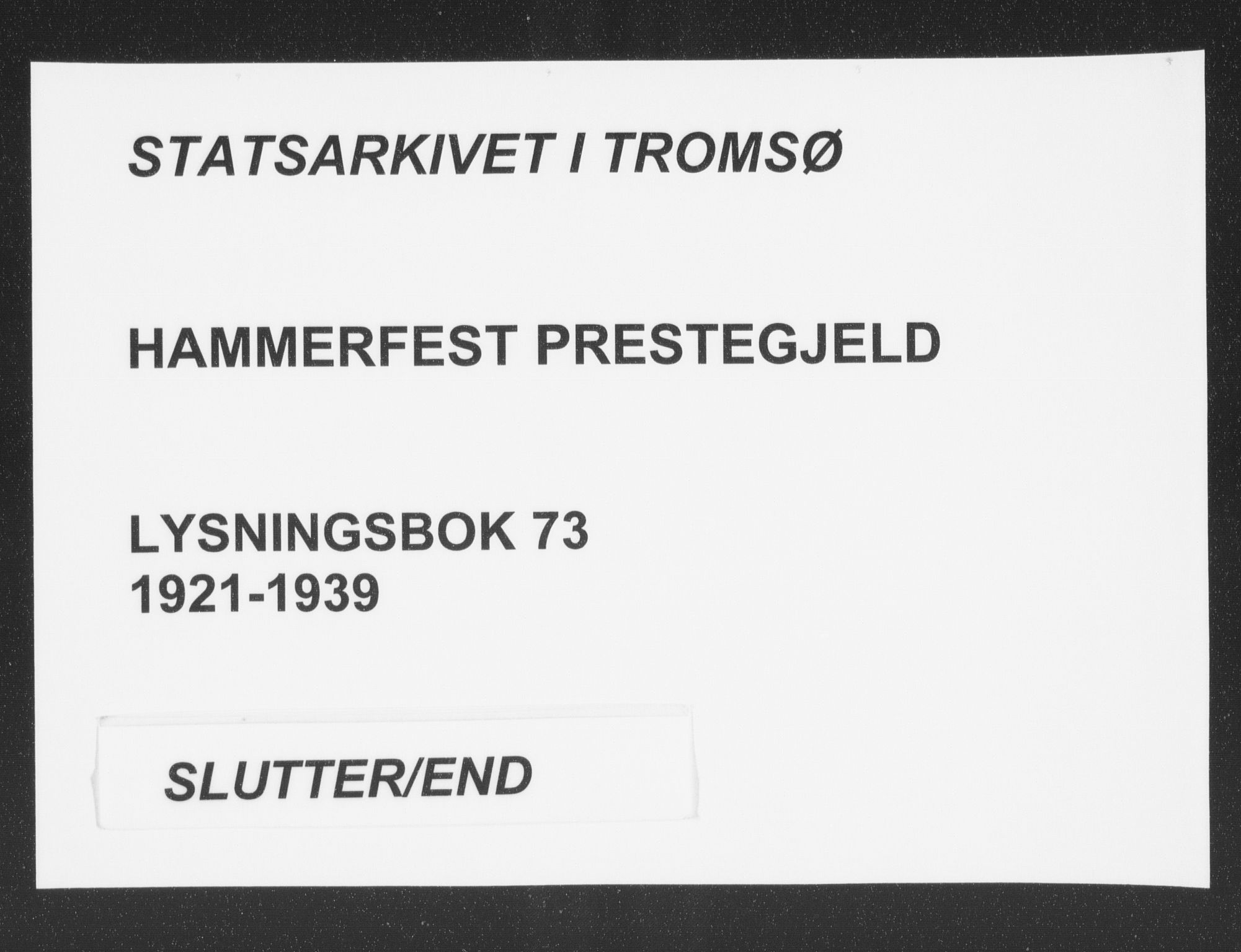 Hammerfest sokneprestkontor, SATØ/S-1347/I/Ib/L0073: Lysningsprotokoll nr. 73, 1921-1939