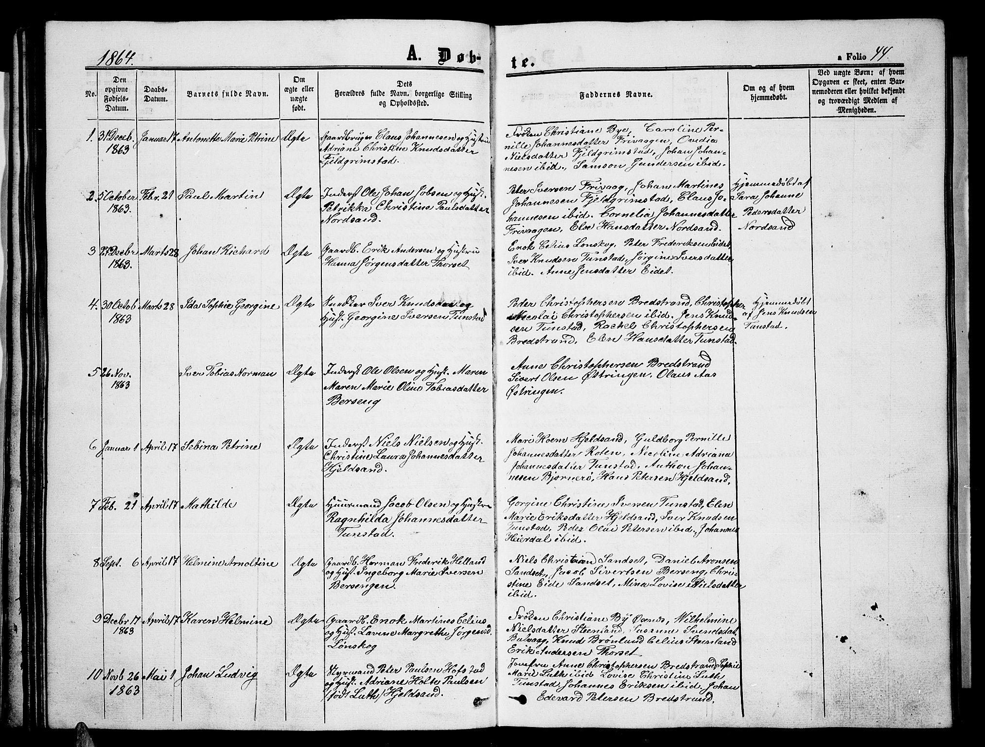 Ministerialprotokoller, klokkerbøker og fødselsregistre - Nordland, AV/SAT-A-1459/893/L1347: Klokkerbok nr. 893C02, 1858-1866, s. 44