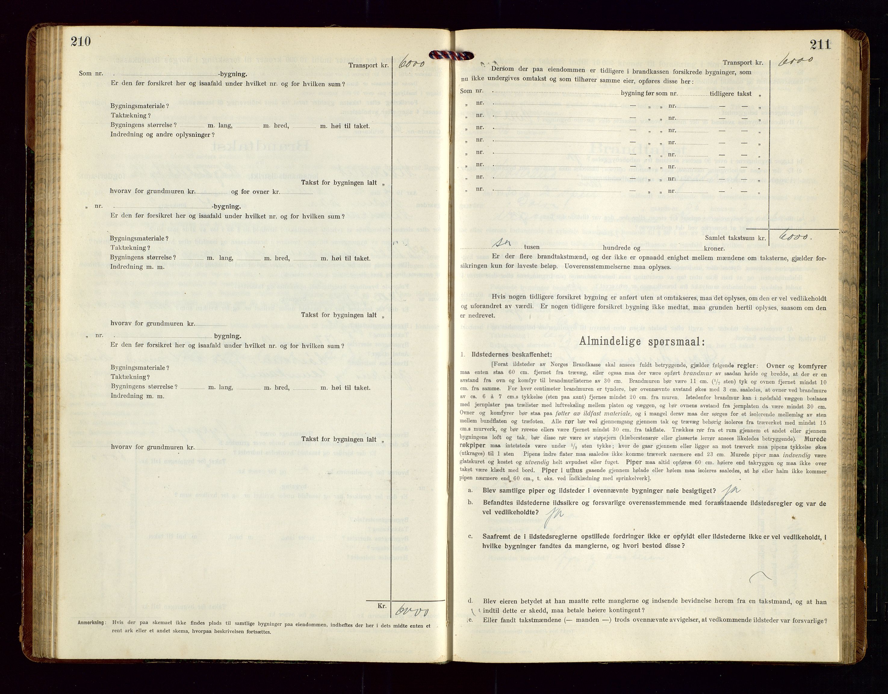 Nedstrand lensmannskontor, SAST/A-100236/Gob/L0002: "Brandtakstprotokol for Nerstrand lensmandsdistrikt Rogaland Fylke", 1916-1949, s. 210-211