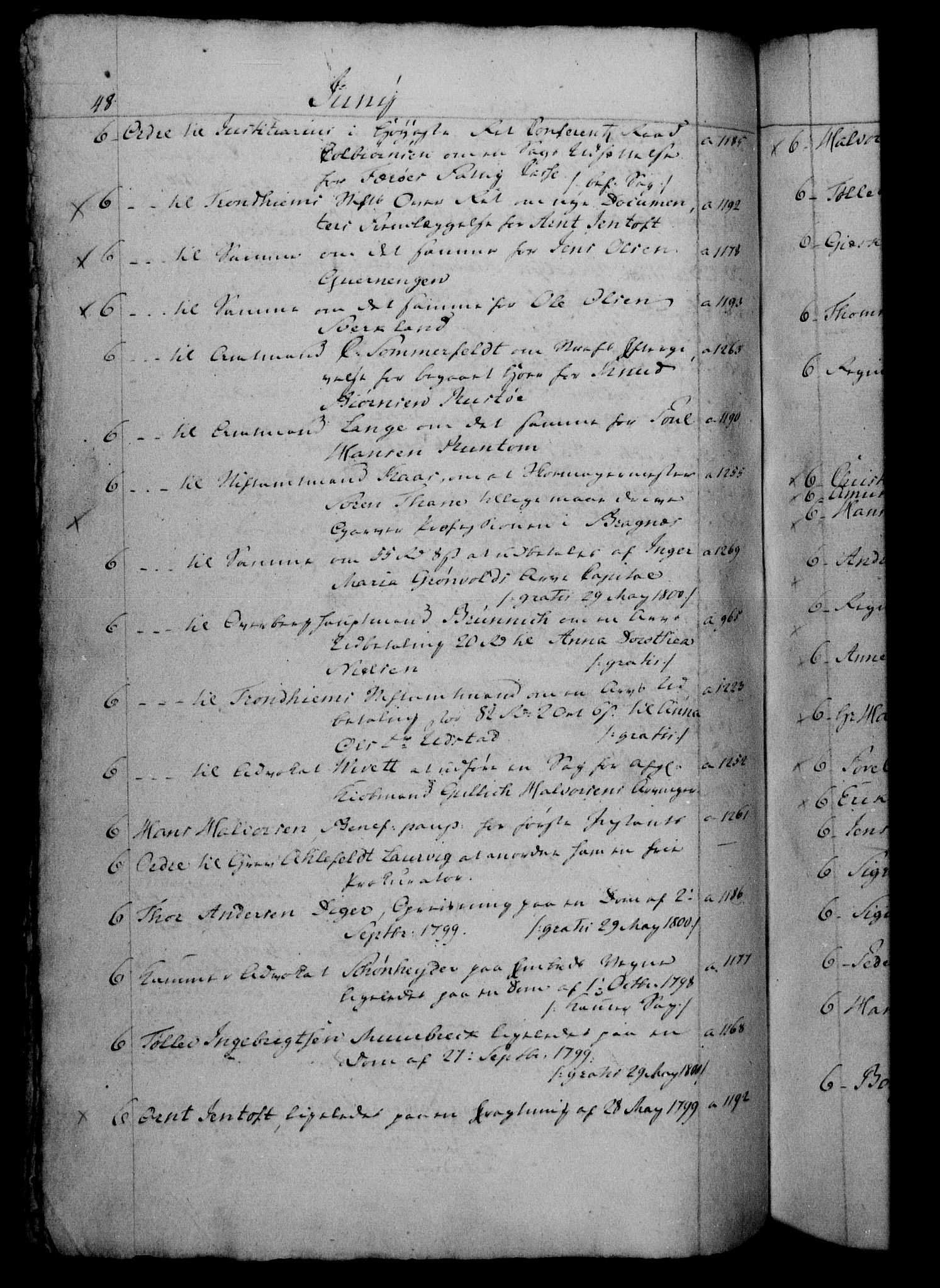 Danske Kanselli 1800-1814, RA/EA-3024/H/Hf/Hfb/Hfbc/L0001: Underskrivelsesbok m. register, 1800, s. 48