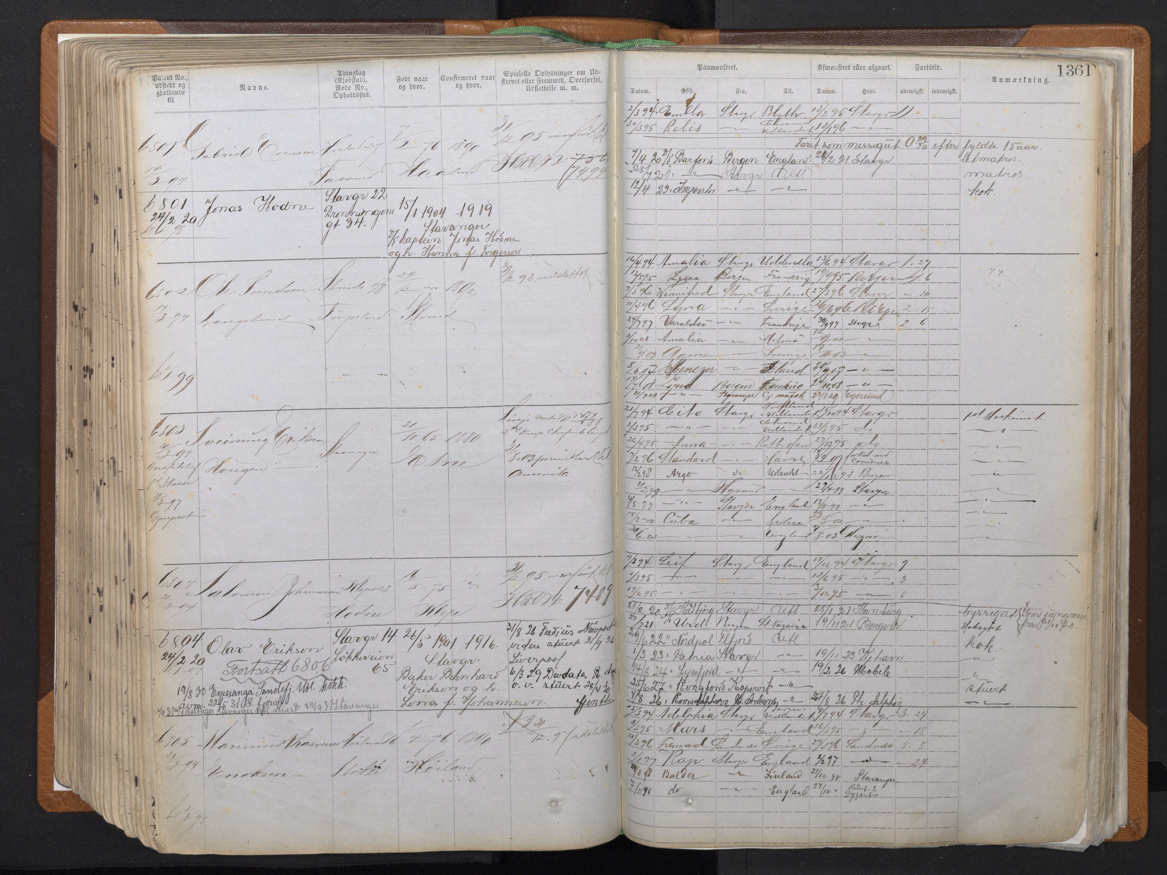 Stavanger sjømannskontor, AV/SAST-A-102006/F/Ff/L0011: Annotasjonsrulle, patentnr. 5225-7180 (dublett), 1887-1900, s. 339
