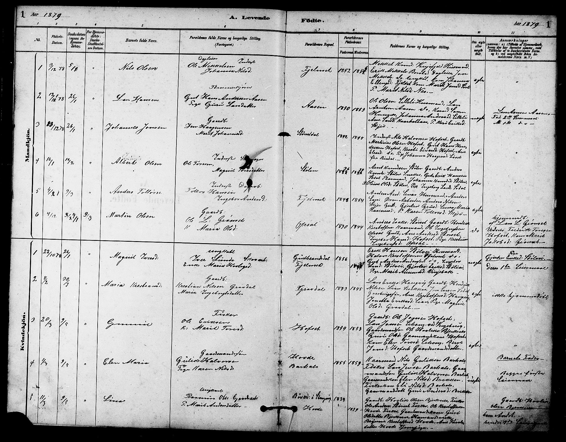 Ministerialprotokoller, klokkerbøker og fødselsregistre - Sør-Trøndelag, SAT/A-1456/631/L0514: Klokkerbok nr. 631C02, 1879-1912, s. 1