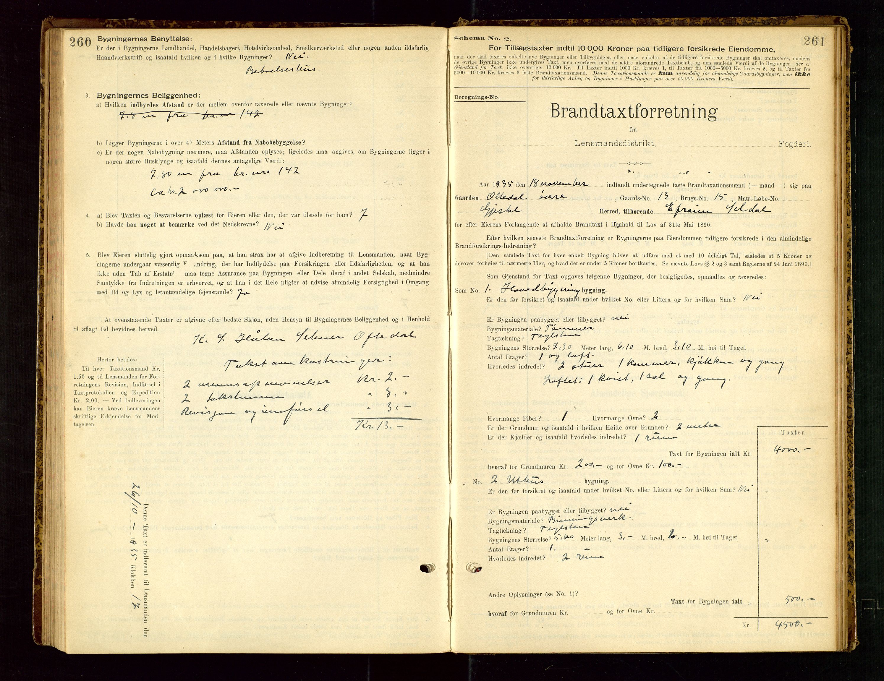 Gjesdal lensmannskontor, SAST/A-100441/Go/L0007: Branntakstskjemaprotokoll, 1894-1937, s. 260-261