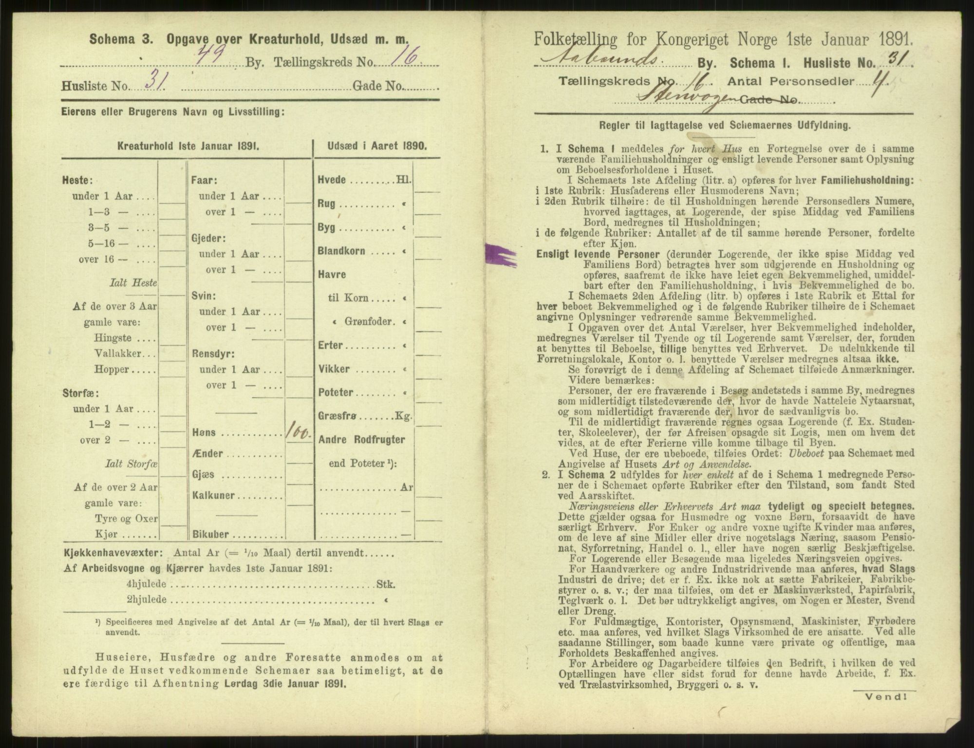 RA, Folketelling 1891 for 1501 Ålesund kjøpstad, 1891, s. 1164