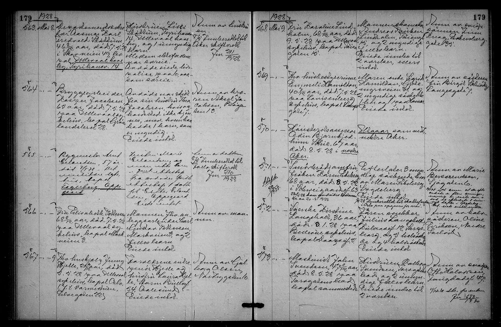 Oslo skifterett, AV/SAO-A-10383/G/Ga/Gac/L0014: Dødsfallsprotokoll, 1927-1928, s. 179