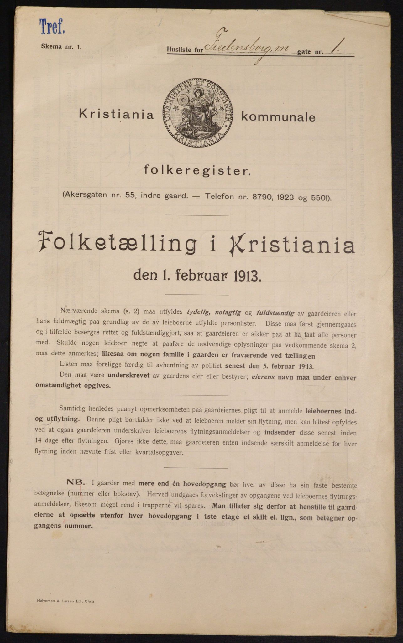 OBA, Kommunal folketelling 1.2.1913 for Kristiania, 1913, s. 25670