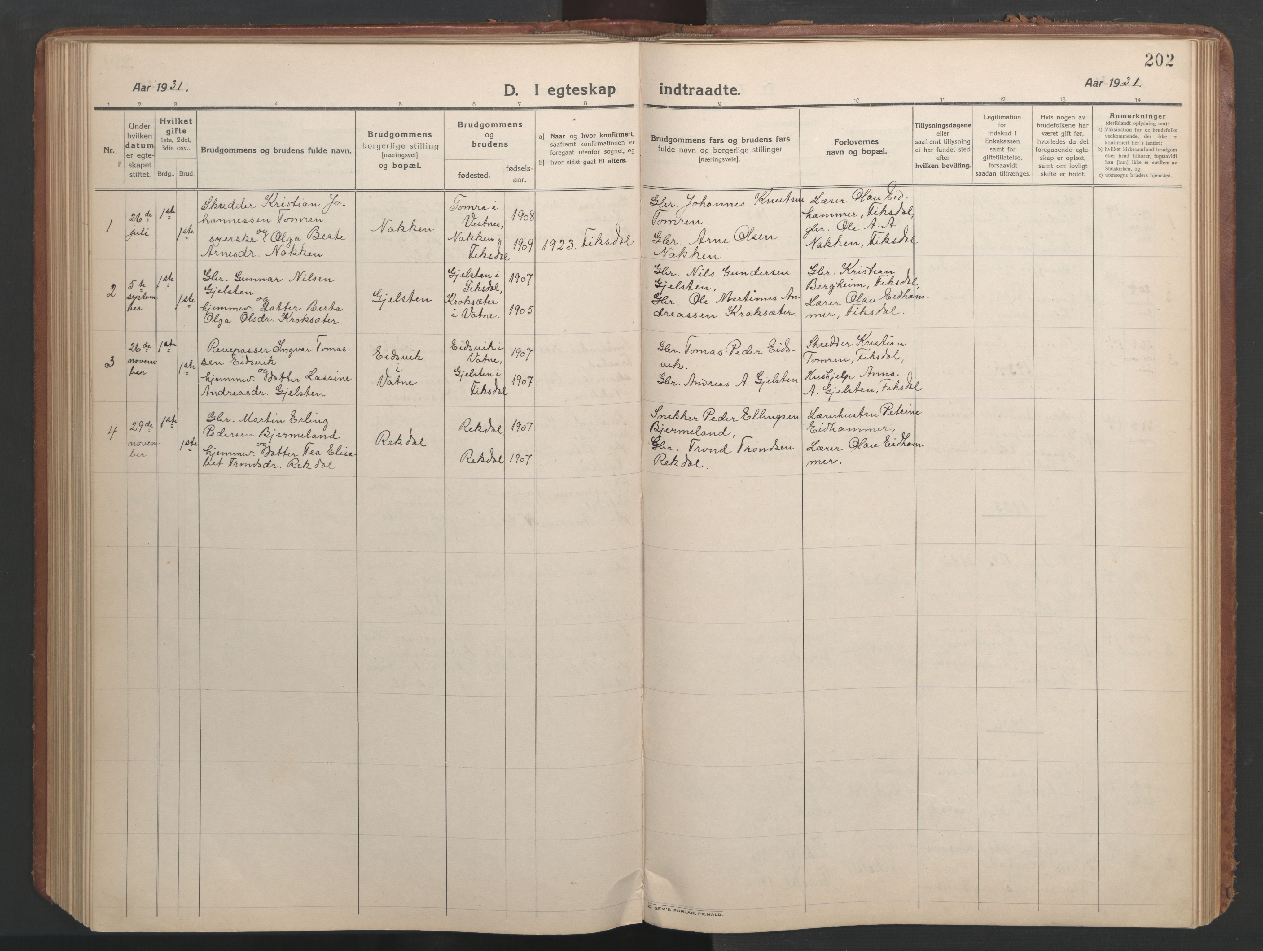 Ministerialprotokoller, klokkerbøker og fødselsregistre - Møre og Romsdal, AV/SAT-A-1454/540/L0542: Klokkerbok nr. 540C02, 1921-1967, s. 202