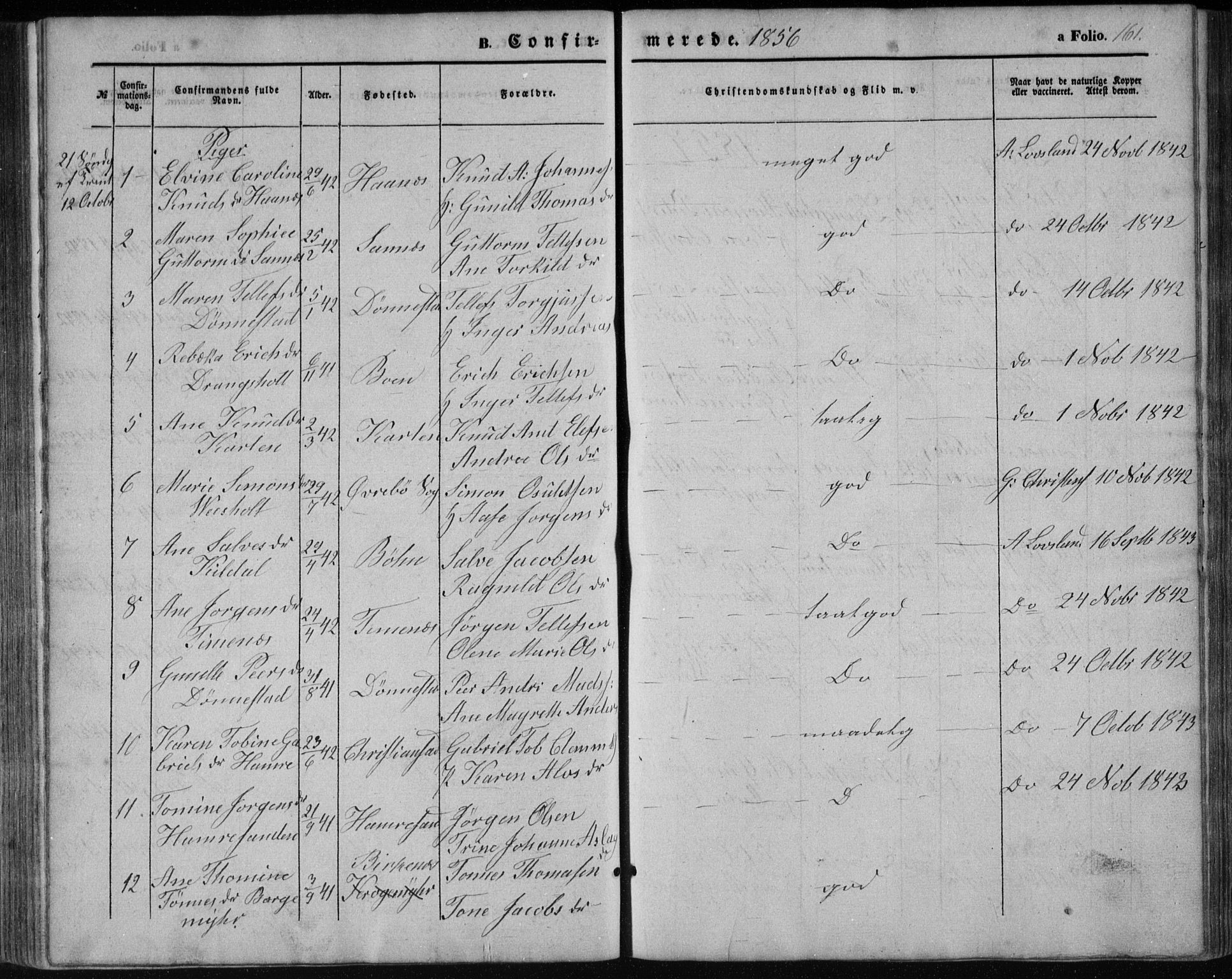 Tveit sokneprestkontor, AV/SAK-1111-0043/F/Fb/L0003: Klokkerbok nr. B 3, 1854-1886, s. 161