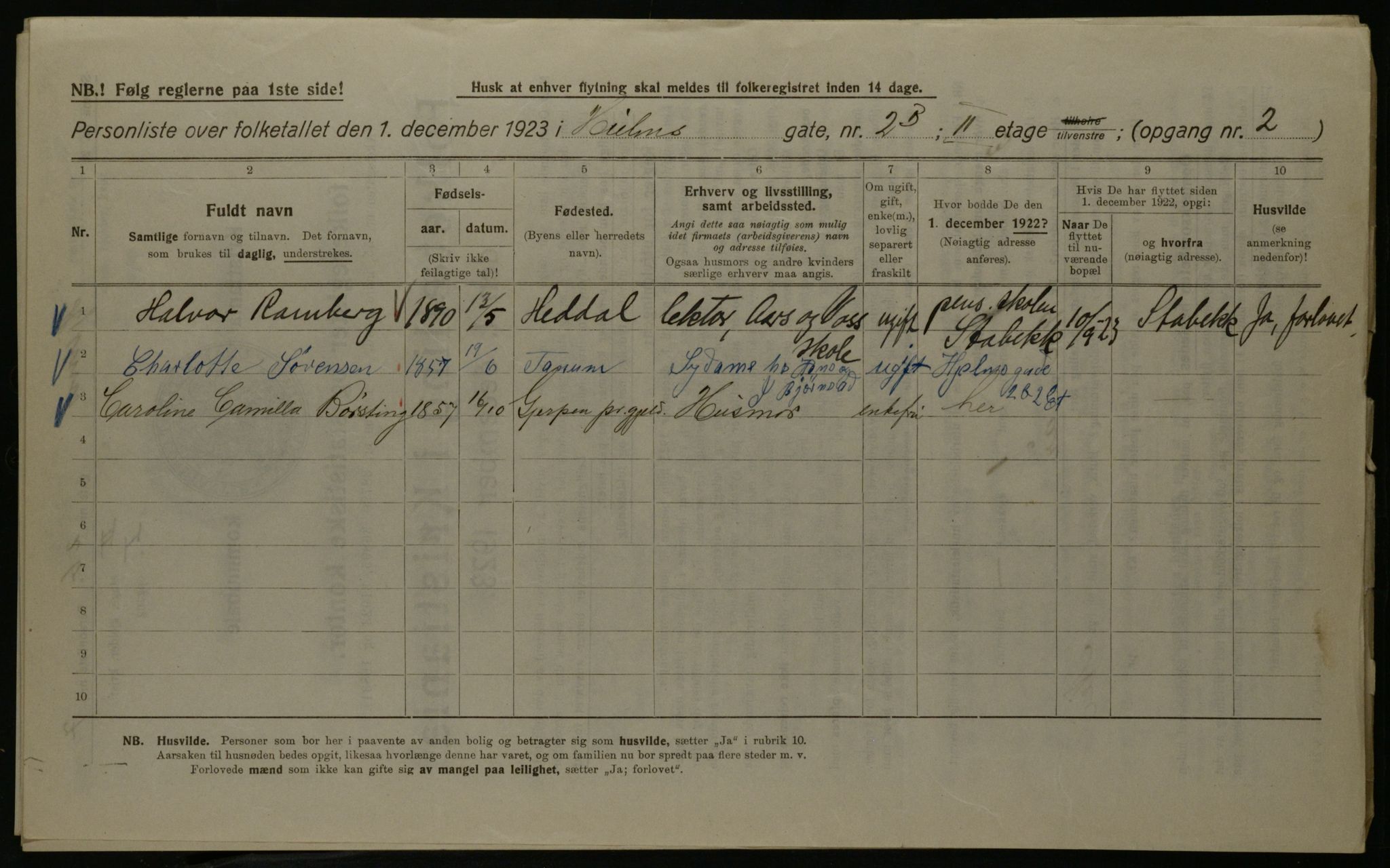 OBA, Kommunal folketelling 1.12.1923 for Kristiania, 1923, s. 44987