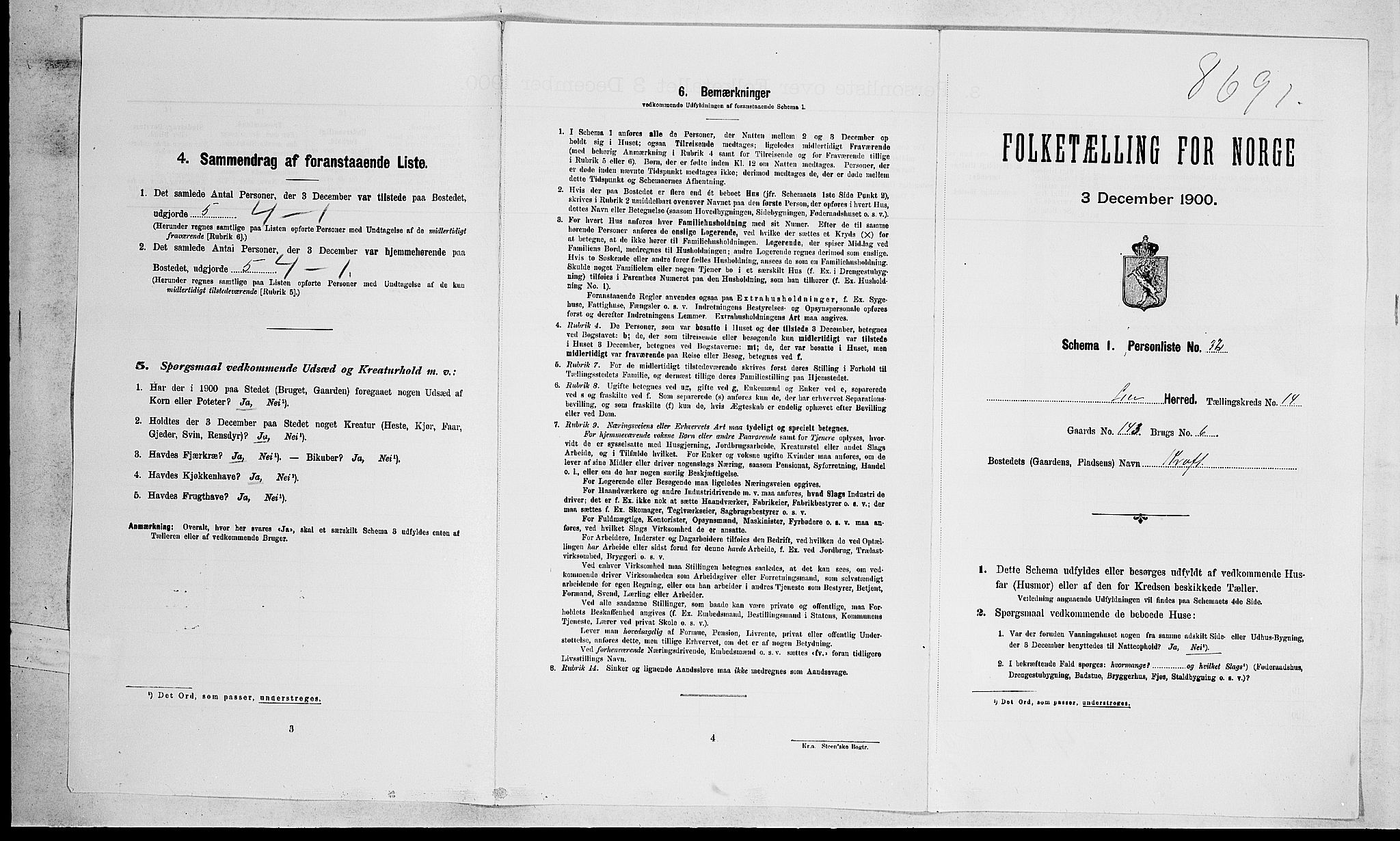 RA, Folketelling 1900 for 0626 Lier herred, 1900, s. 2330