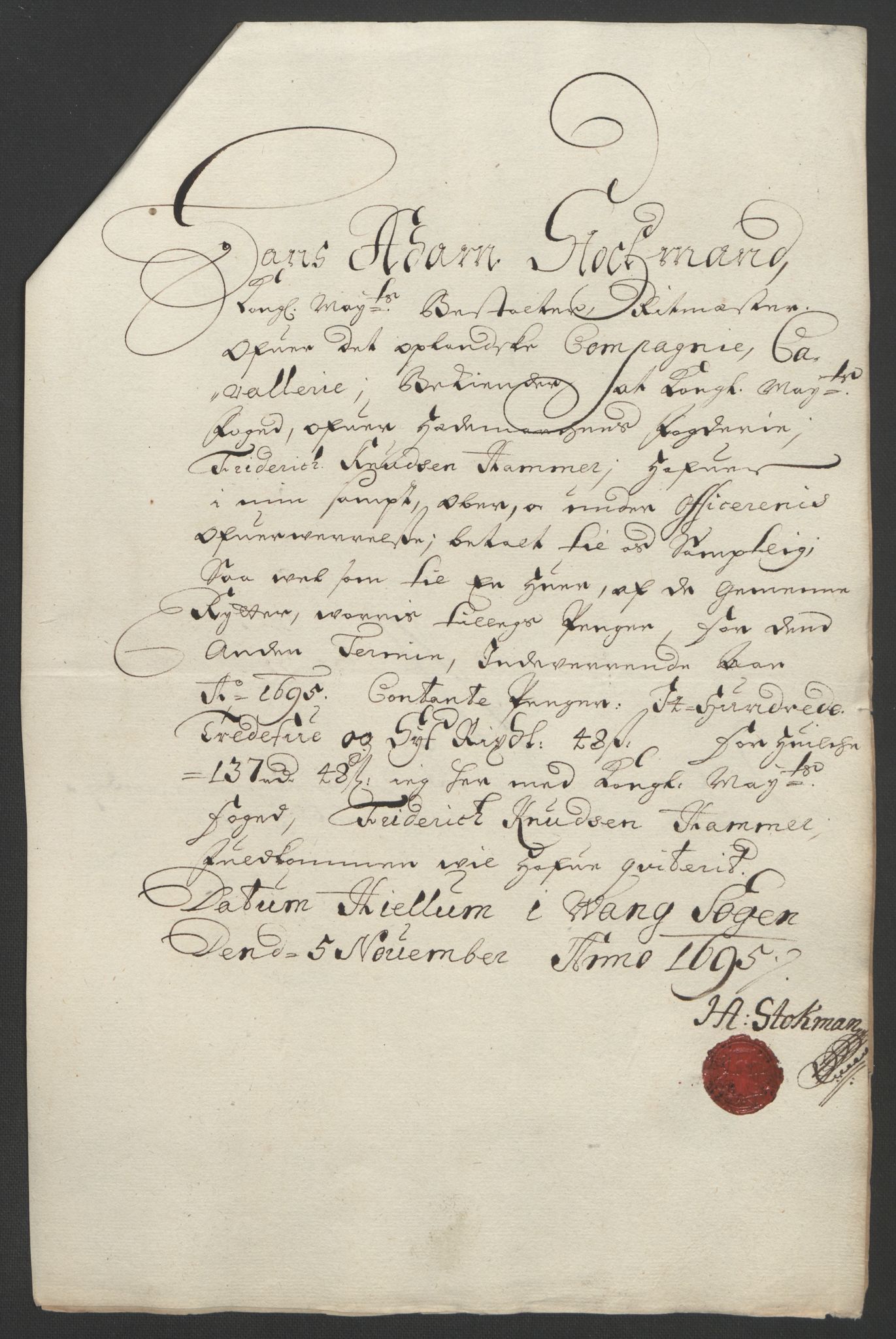 Rentekammeret inntil 1814, Reviderte regnskaper, Fogderegnskap, RA/EA-4092/R16/L1036: Fogderegnskap Hedmark, 1695-1696, s. 140