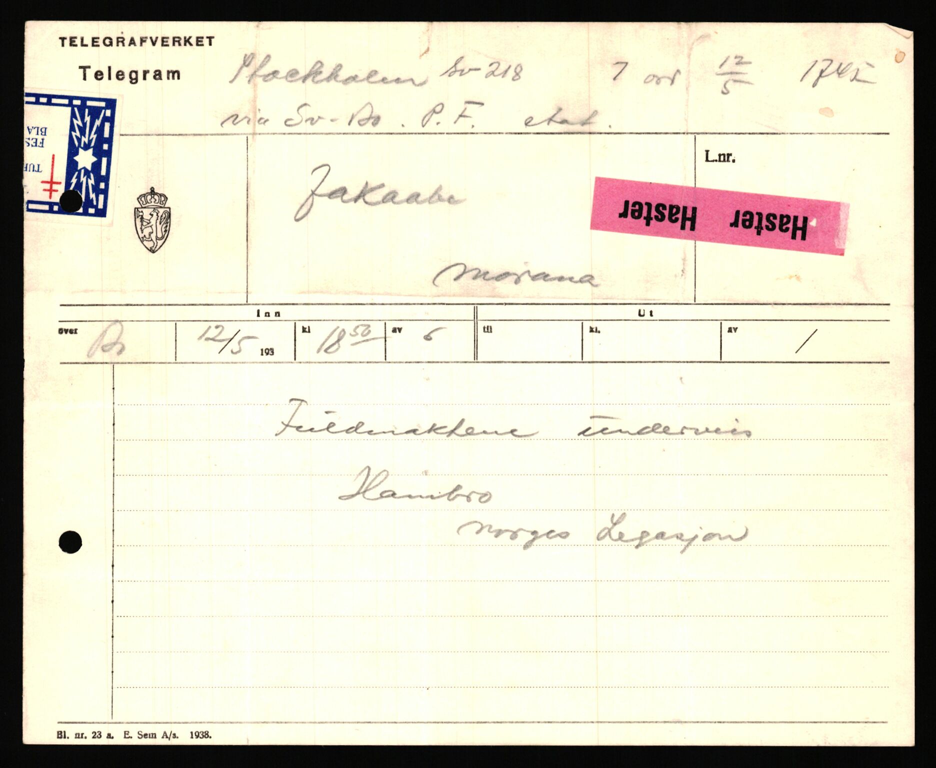 Forsvaret, Forsvarets krigshistoriske avdeling, AV/RA-RAFA-2017/Y/Ya/L0031: II-C-11-51 - Hærens overkommando, 1940, s. 573