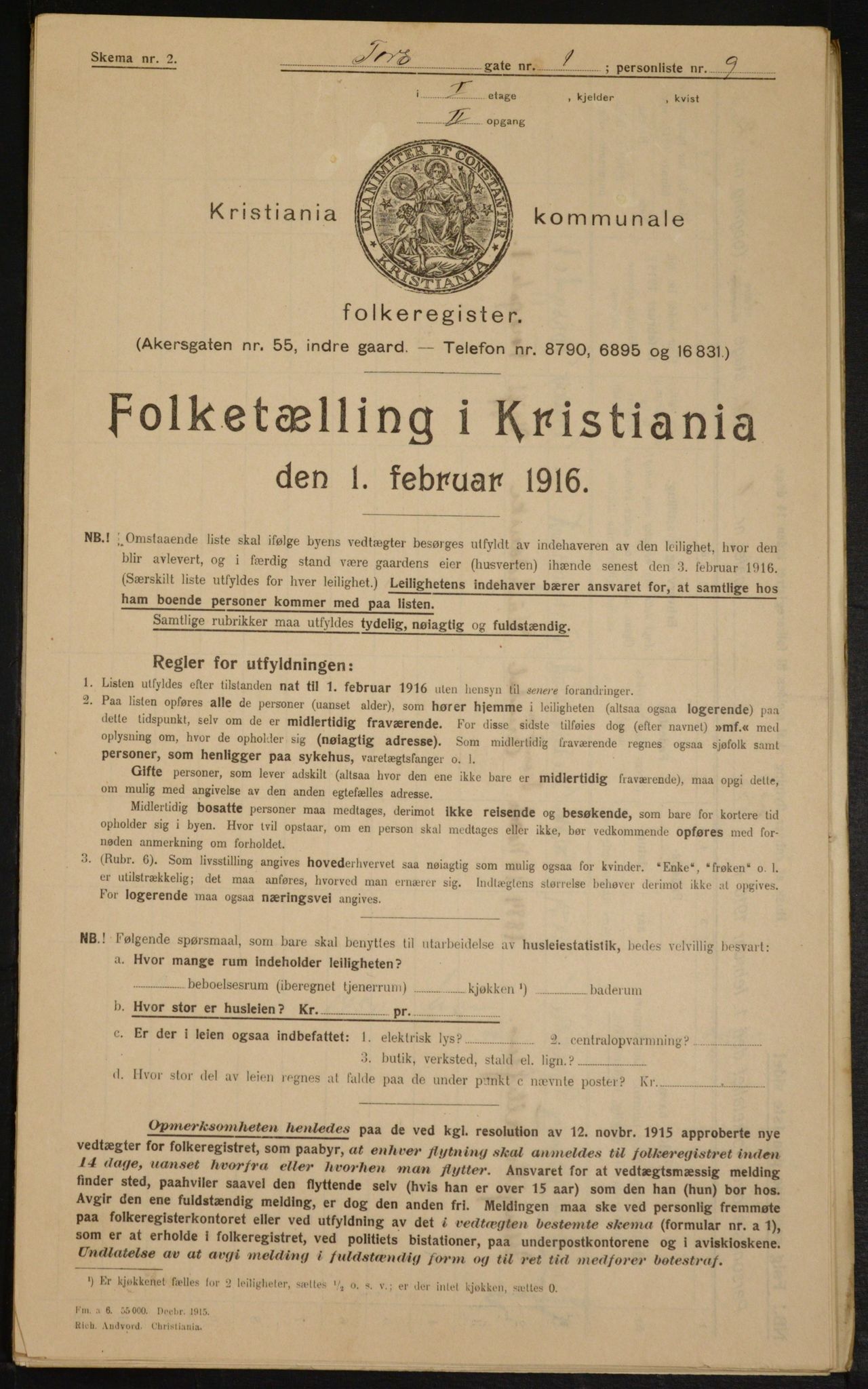 OBA, Kommunal folketelling 1.2.1916 for Kristiania, 1916, s. 117516