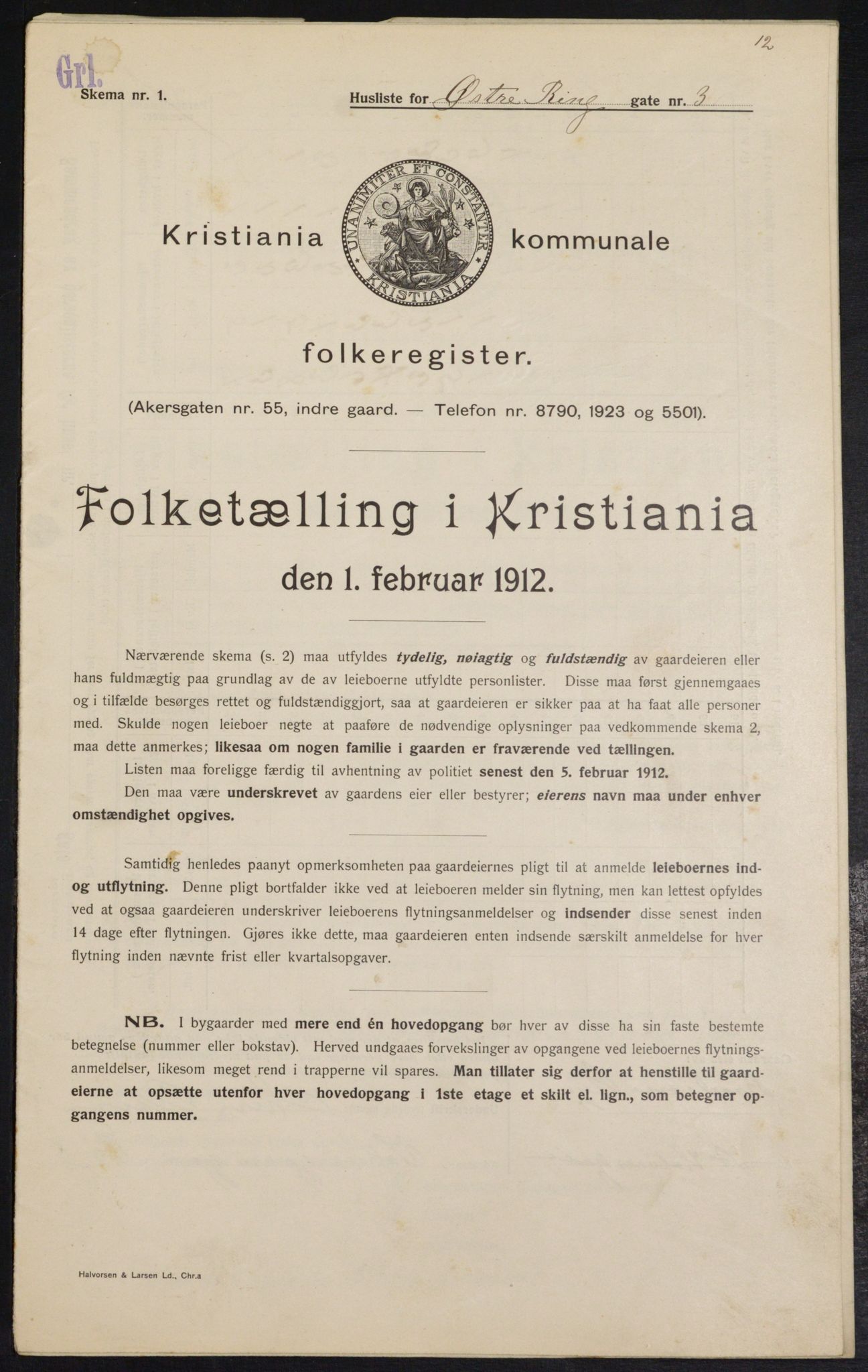 OBA, Kommunal folketelling 1.2.1912 for Kristiania, 1912, s. 129421