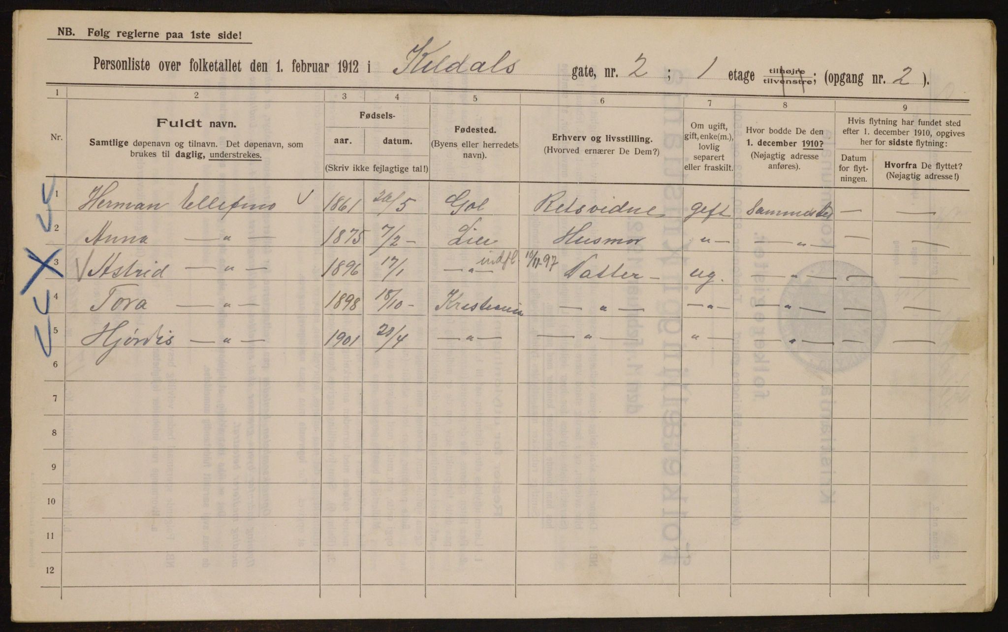 OBA, Kommunal folketelling 1.2.1912 for Kristiania, 1912, s. 49747