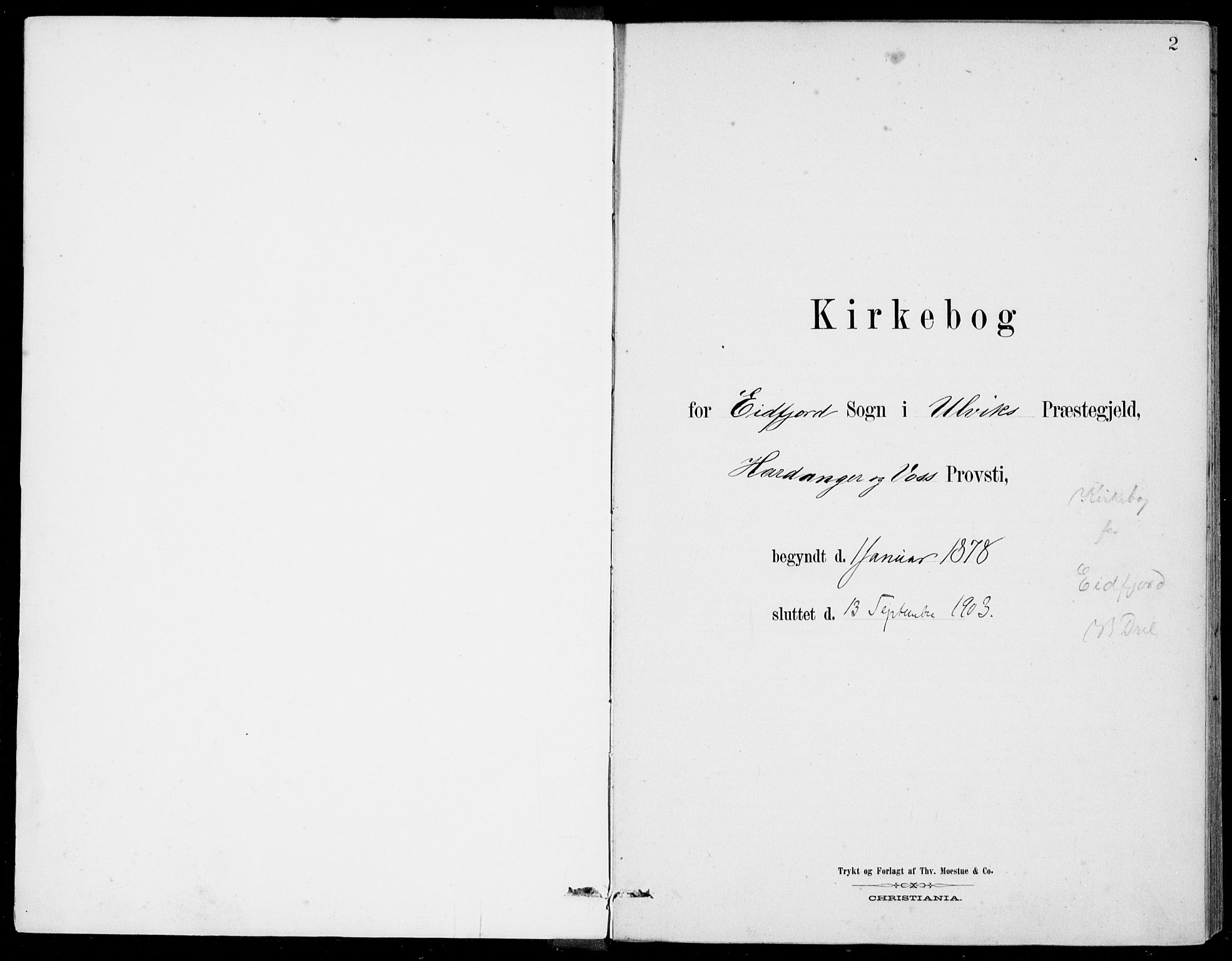 Ulvik sokneprestembete, AV/SAB-A-78801/H/Haa: Ministerialbok nr. D  1, 1878-1903, s. 2