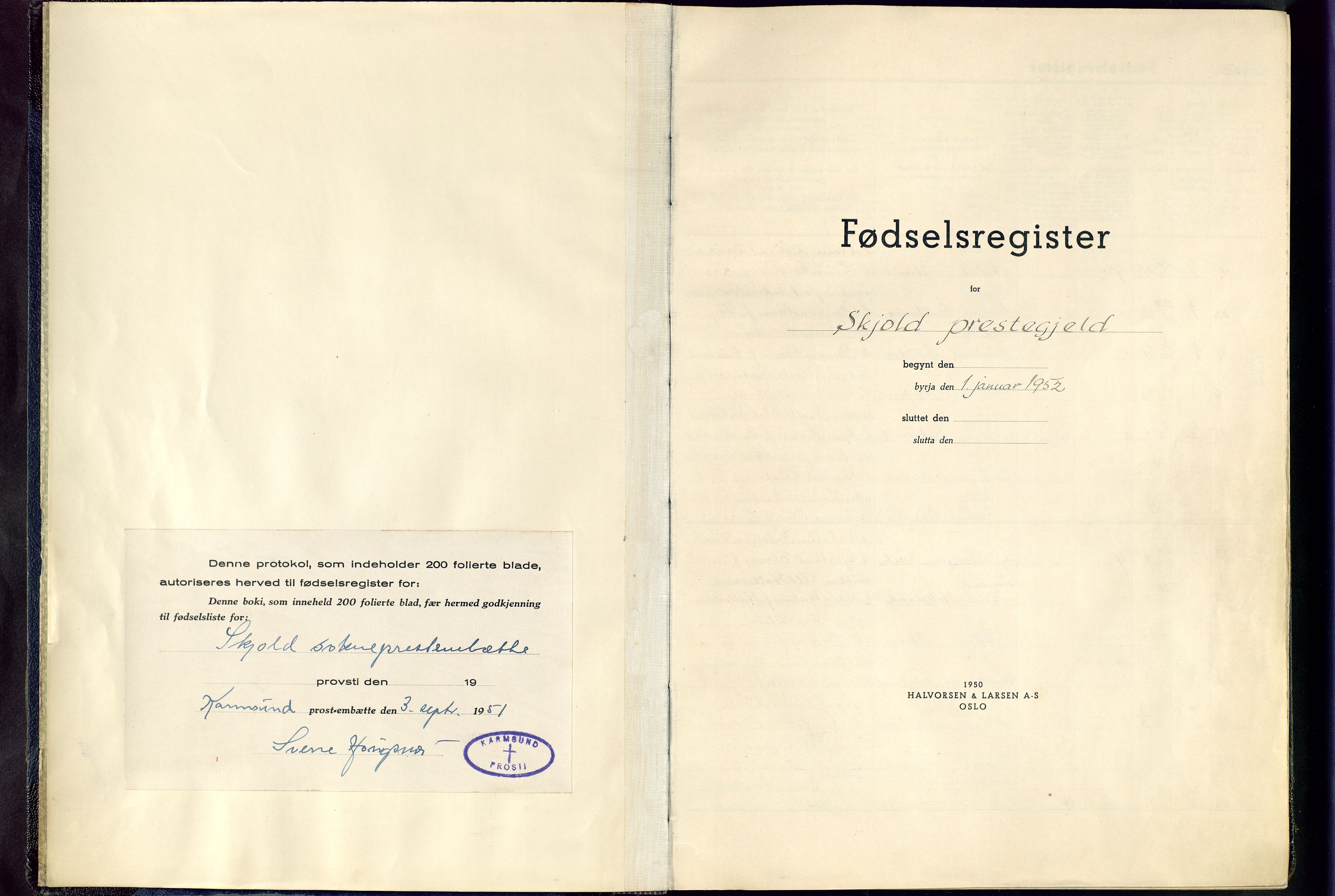 Skjold sokneprestkontor, SAST/A-101847/I/Id/L0002: Fødselsregister nr. 2, 1951-1982