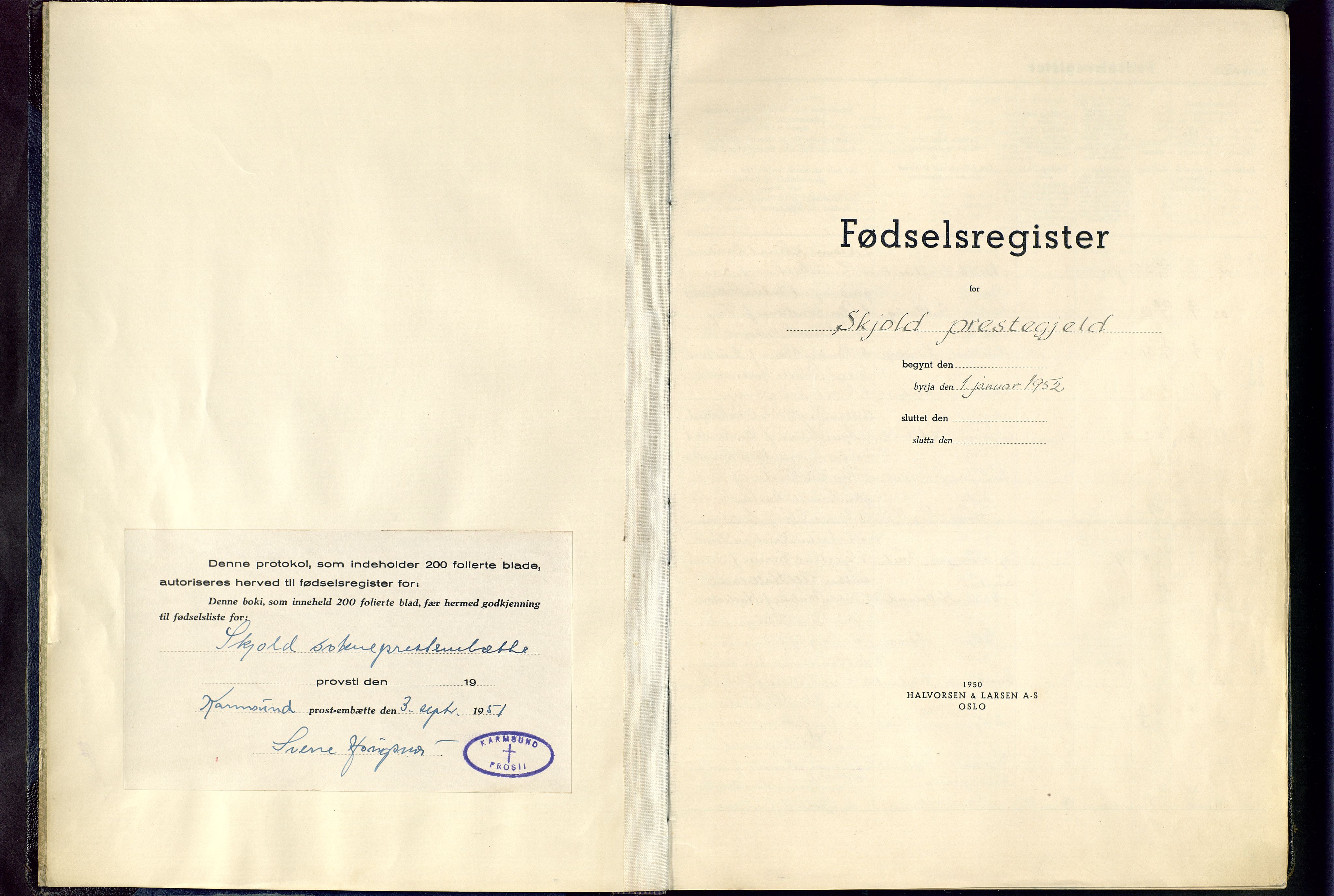 Skjold sokneprestkontor, AV/SAST-A-101847/I/Id/L0002: Fødselsregister nr. 2, 1951-1982