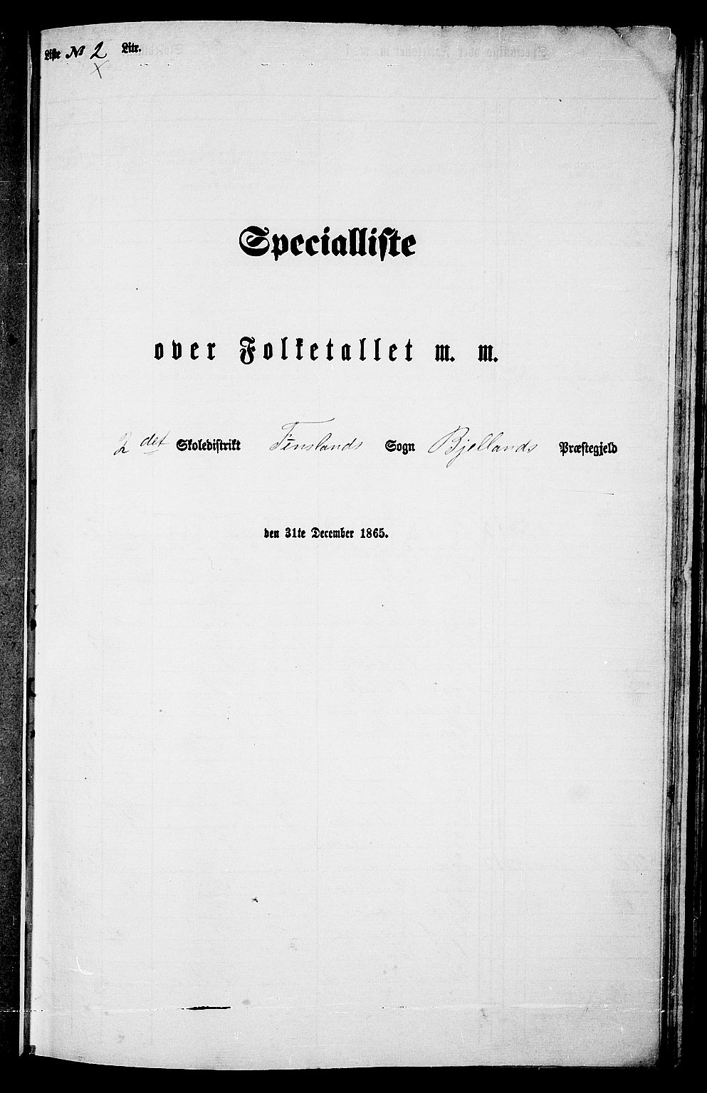 RA, Folketelling 1865 for 1024P Bjelland prestegjeld, 1865, s. 24