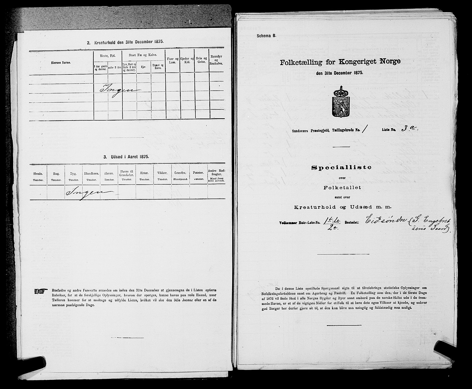 SAKO, Folketelling 1875 for 0629P Sandsvær prestegjeld, 1875, s. 172