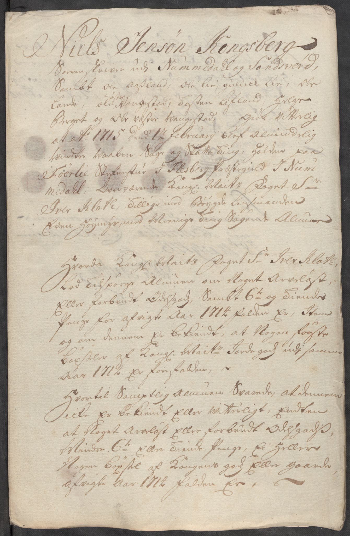 Rentekammeret inntil 1814, Reviderte regnskaper, Fogderegnskap, RA/EA-4092/R24/L1589: Fogderegnskap Numedal og Sandsvær, 1714, s. 319