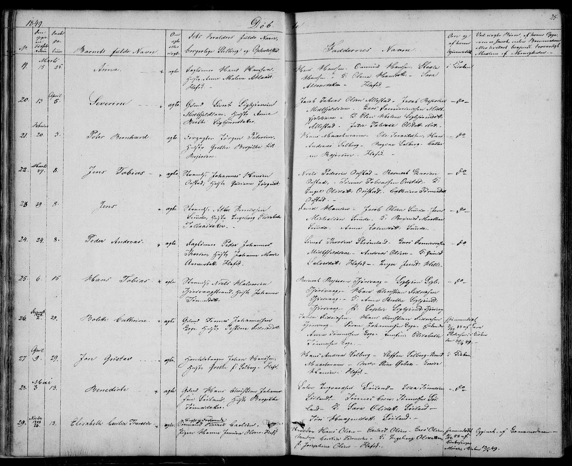 Flekkefjord sokneprestkontor, AV/SAK-1111-0012/F/Fb/Fbc/L0005: Klokkerbok nr. B 5, 1846-1866, s. 25