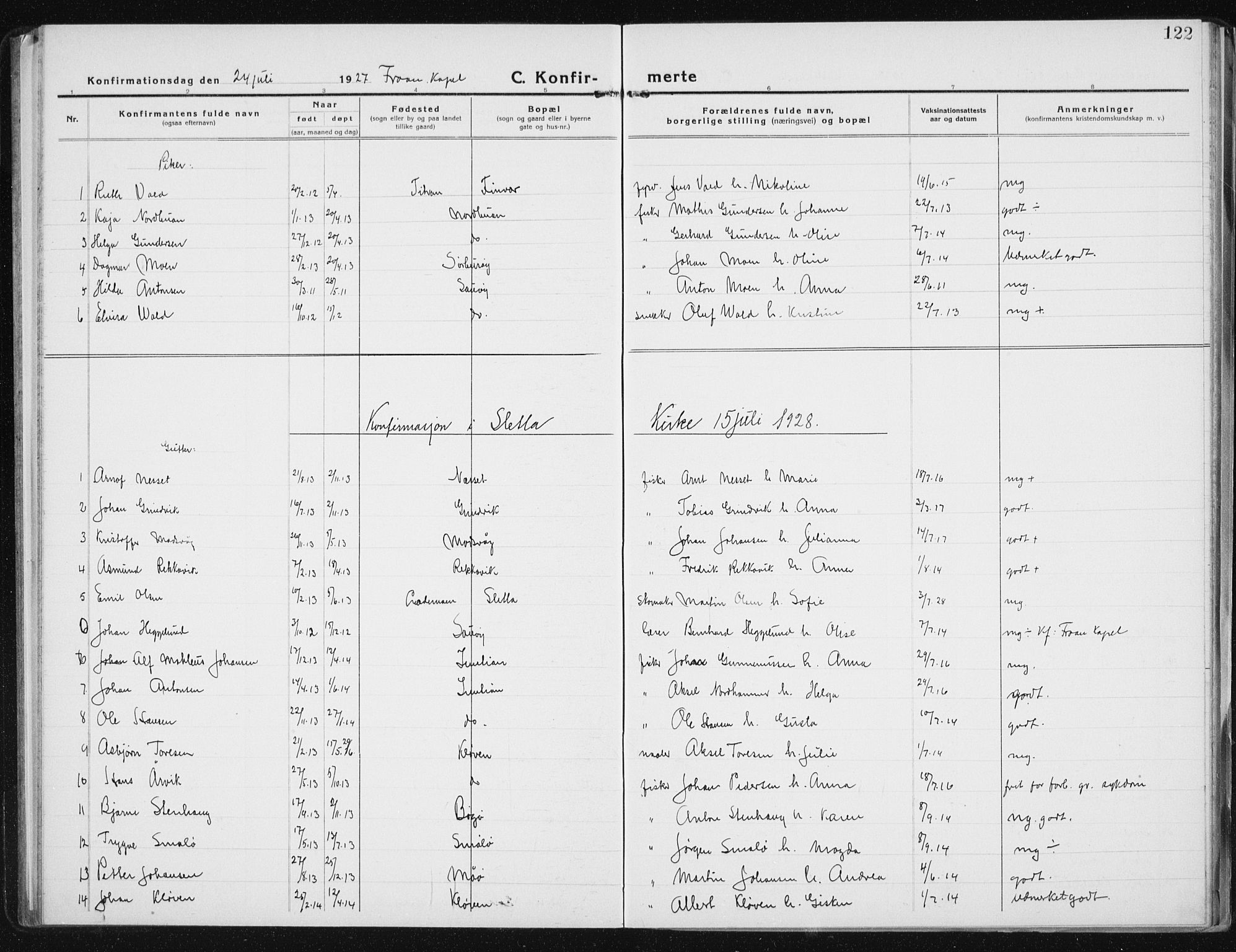 Ministerialprotokoller, klokkerbøker og fødselsregistre - Sør-Trøndelag, AV/SAT-A-1456/640/L0589: Klokkerbok nr. 640C06, 1922-1934, s. 122