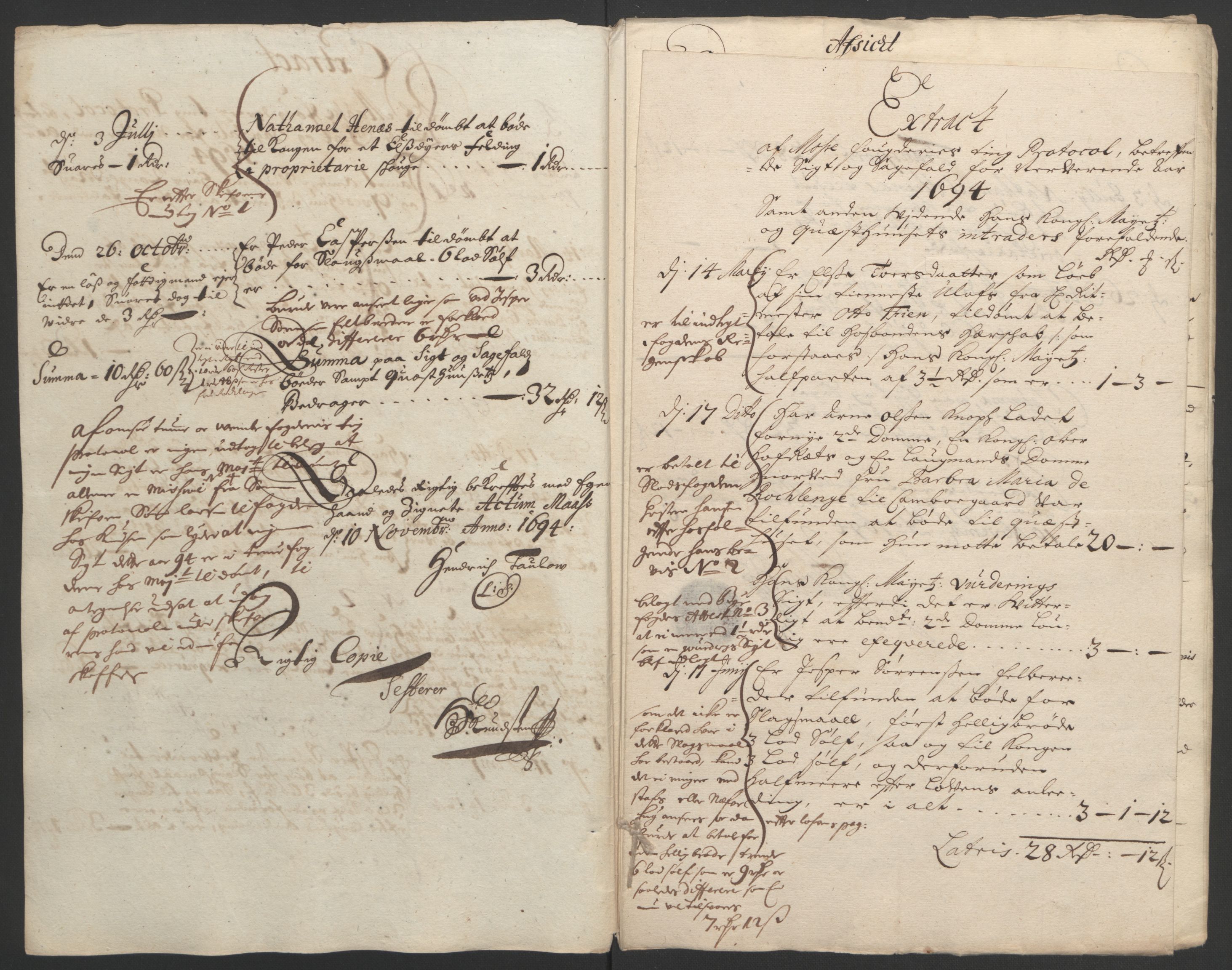 Rentekammeret inntil 1814, Reviderte regnskaper, Fogderegnskap, AV/RA-EA-4092/R03/L0121: Fogderegnskap Onsøy, Tune, Veme og Åbygge fogderi, 1694, s. 73