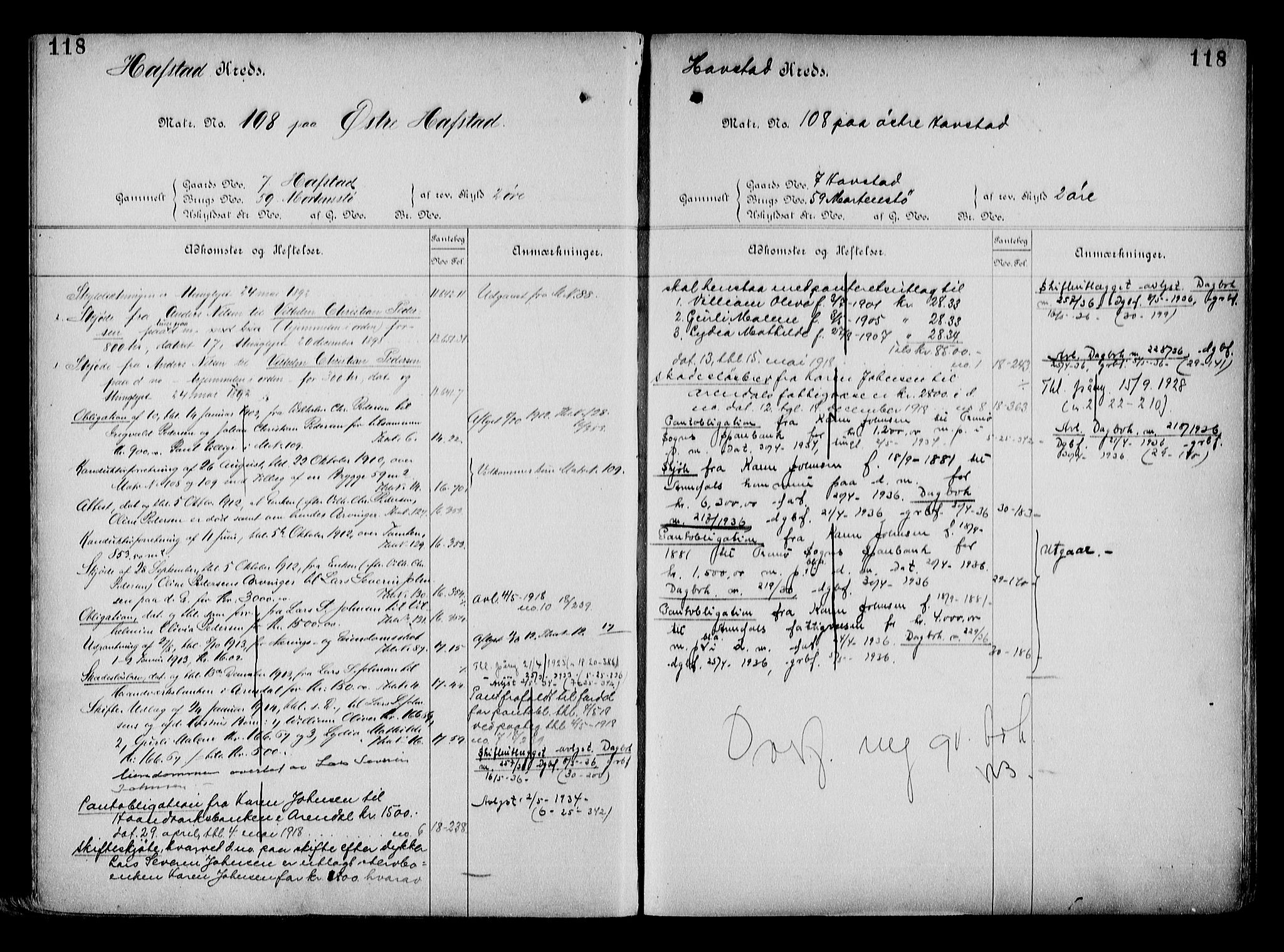 Arendal byfogd, AV/SAK-1222-0001/G/Ga/L0015: Panteregister nr. 13, 1860-1960, s. 118