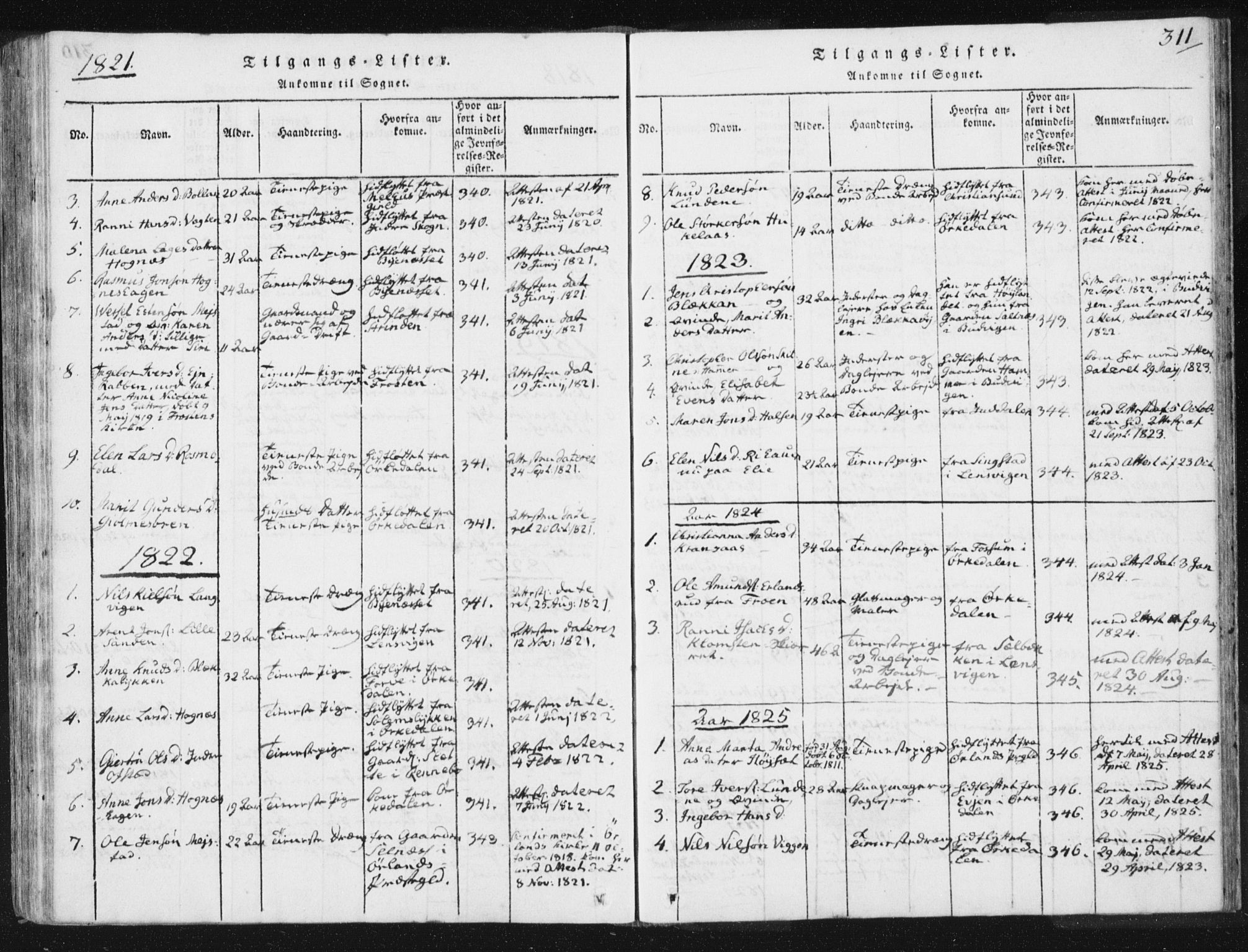 Ministerialprotokoller, klokkerbøker og fødselsregistre - Sør-Trøndelag, SAT/A-1456/665/L0770: Ministerialbok nr. 665A05, 1817-1829, s. 311