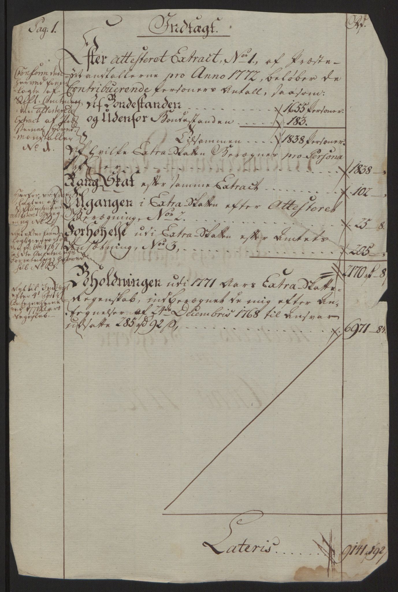 Rentekammeret inntil 1814, Reviderte regnskaper, Fogderegnskap, RA/EA-4092/R63/L4420: Ekstraskatten Inderøy, 1762-1772, s. 479