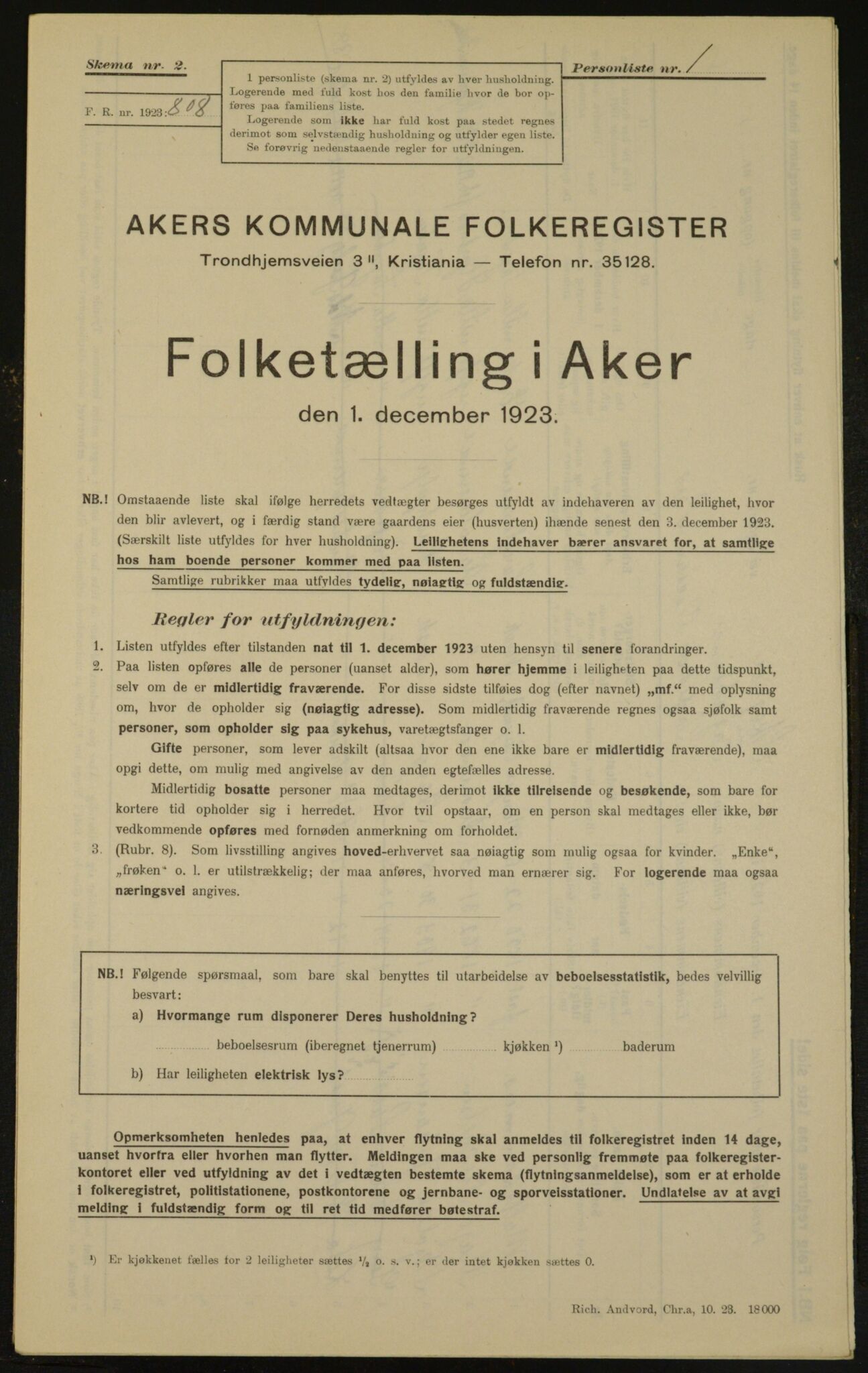 , Kommunal folketelling 1.12.1923 for Aker, 1923, s. 4924