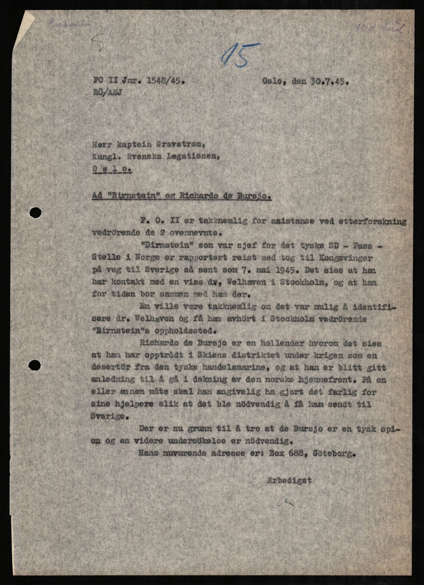 Forsvaret, Forsvarets overkommando II, AV/RA-RAFA-3915/D/Db/L0003: CI Questionaires. Tyske okkupasjonsstyrker i Norge. Tyskere., 1945-1946, s. 193