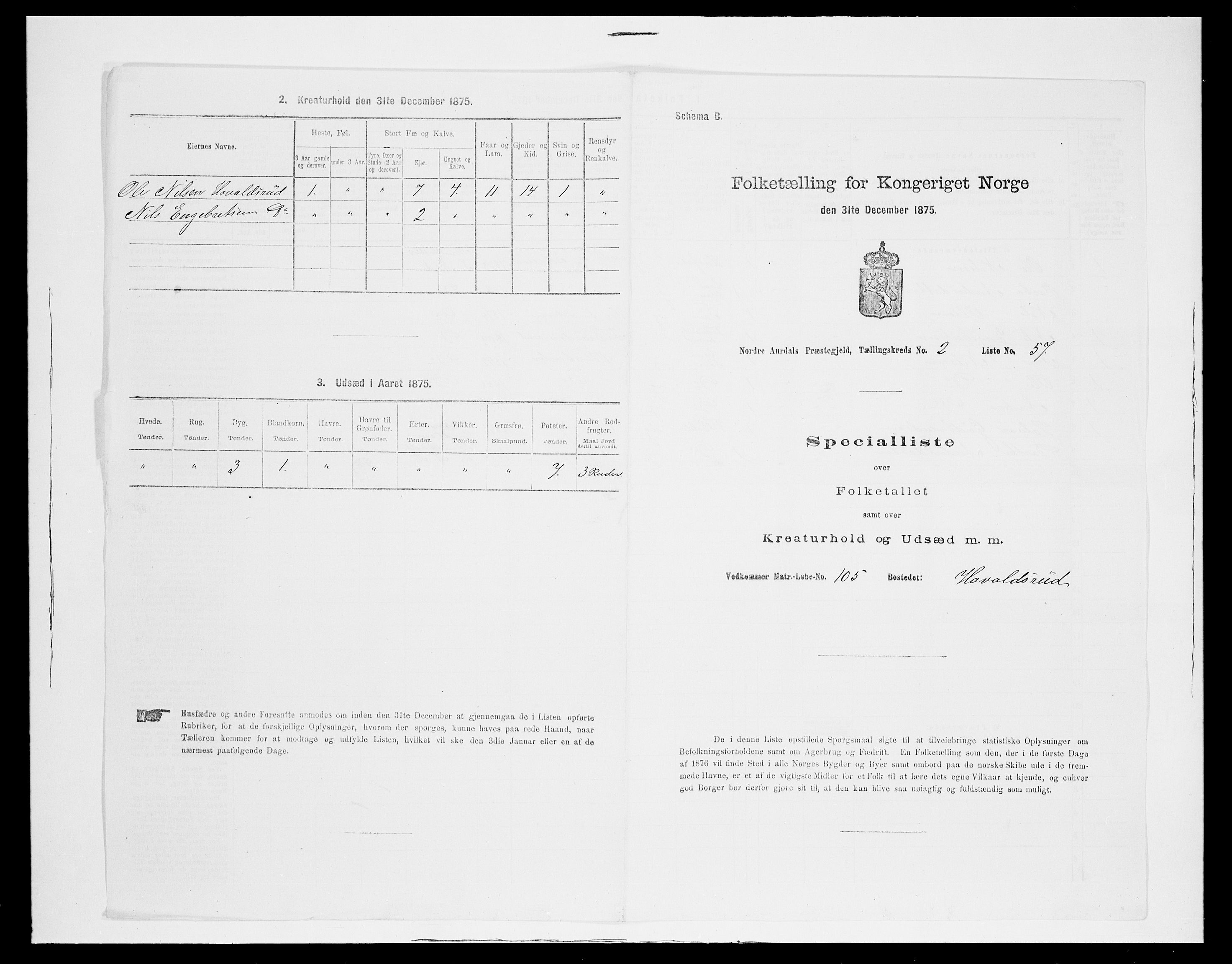 SAH, Folketelling 1875 for 0542P Nord-Aurdal prestegjeld, 1875, s. 450